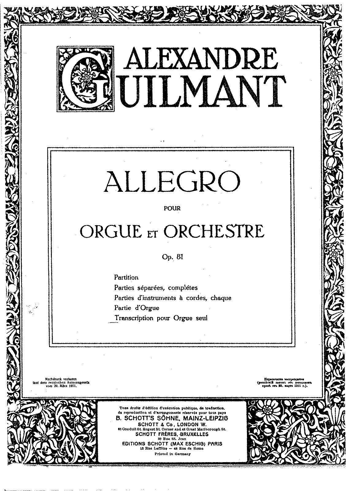 Allegro For Organ And Orchestra, Op.81 (Guilmant, Alexandre) - IMSLP