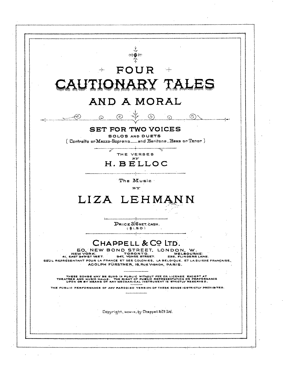 4 Cautionary Tales and a Moral (Lehmann, Liza) - IMSLP