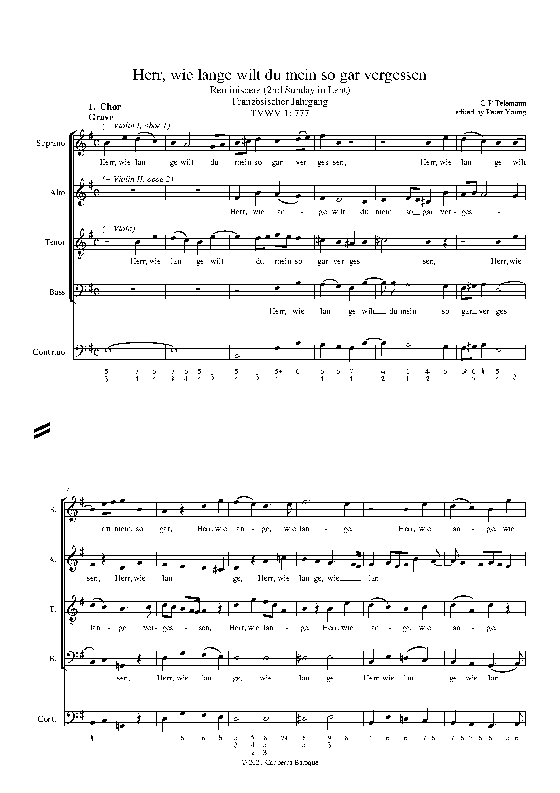 Herr, wie lange wilt du mein so gar vergessen, TWV 1:777