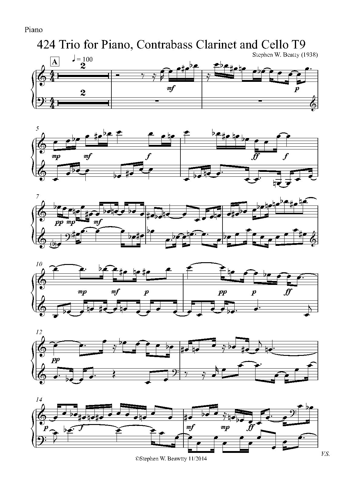 Trio for Contrabass Cello and Piano, Op.424 (Beatty, Stephen