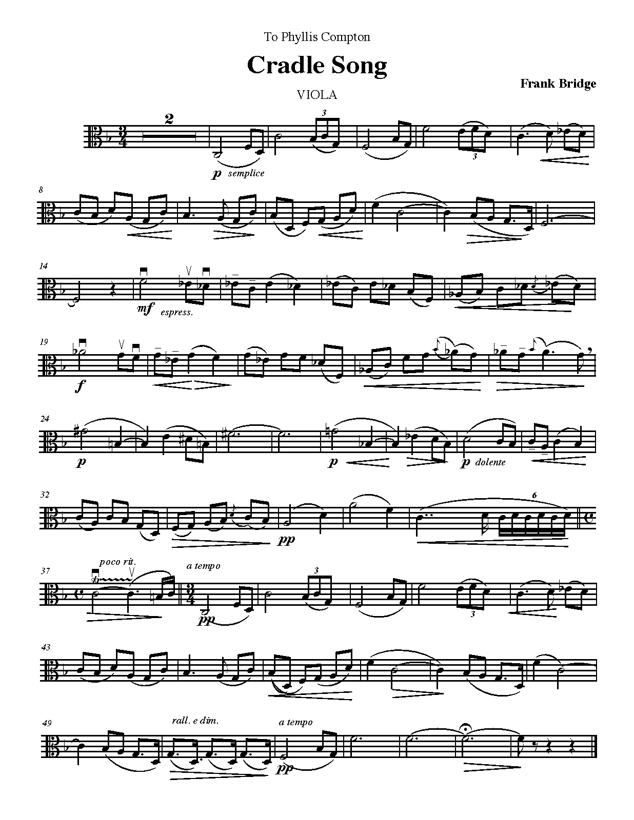 Cradle Song for Violin and Piano, H.96 (Bridge, Frank) IMSLP