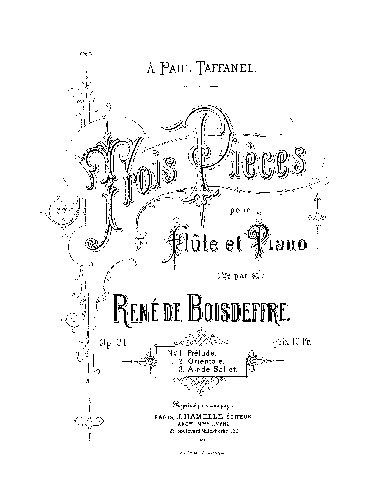 3 Pieces for Flute and Piano, Op.31