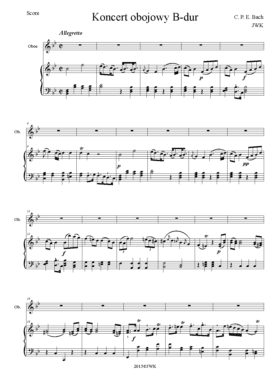 Oboe Concerto in Bflat major, H.466 (Bach, Carl Philipp Emanuel) IMSLP