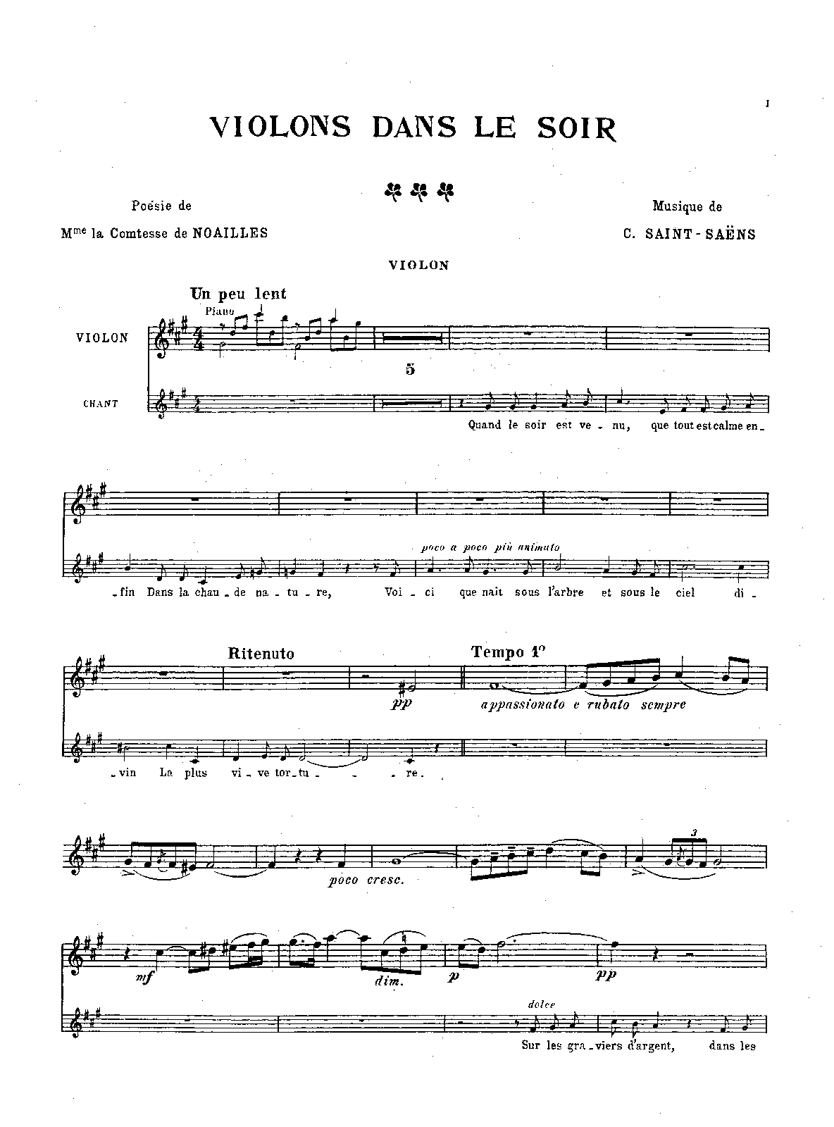Violons dans le soir (SaintSaëns, Camille) IMSLP Free Sheet Music