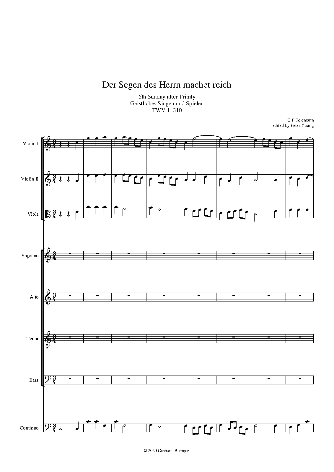 Der Segen des Herrn machet reich ohne Mühe, TWV 1:310