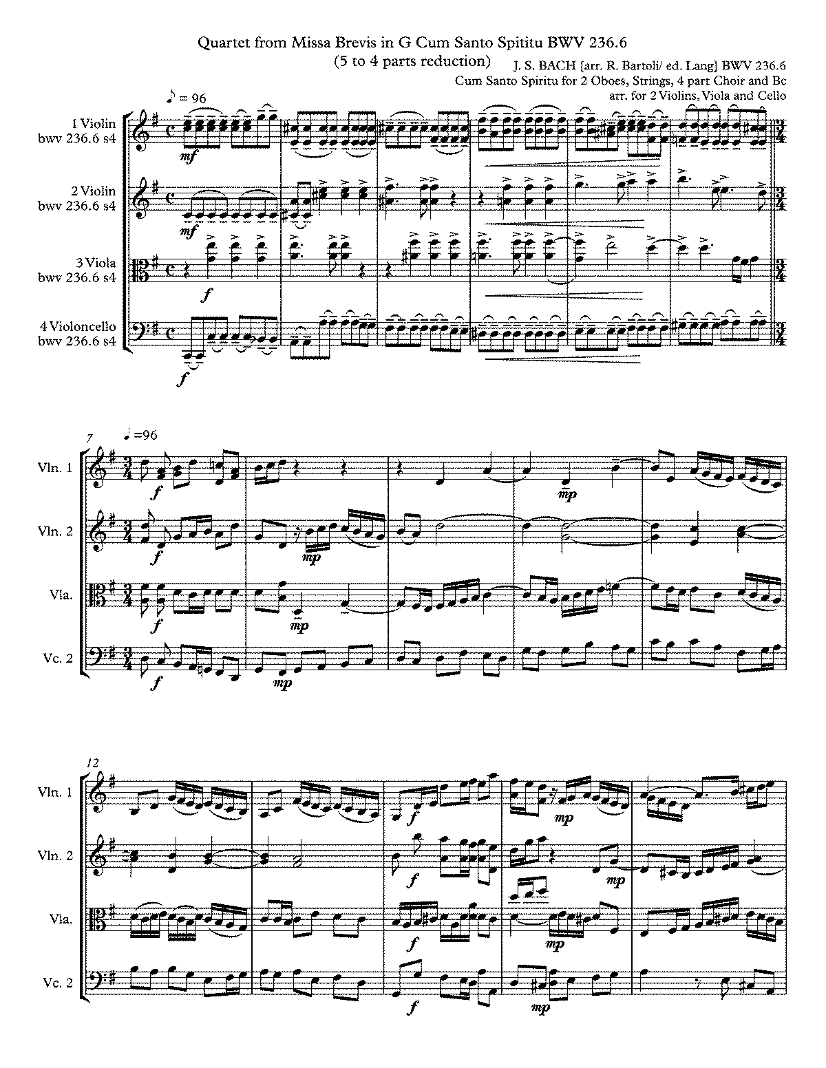 Mass in G major, BWV 236 (Bach, Johann Sebastian) - IMSLP: Free Sheet ...