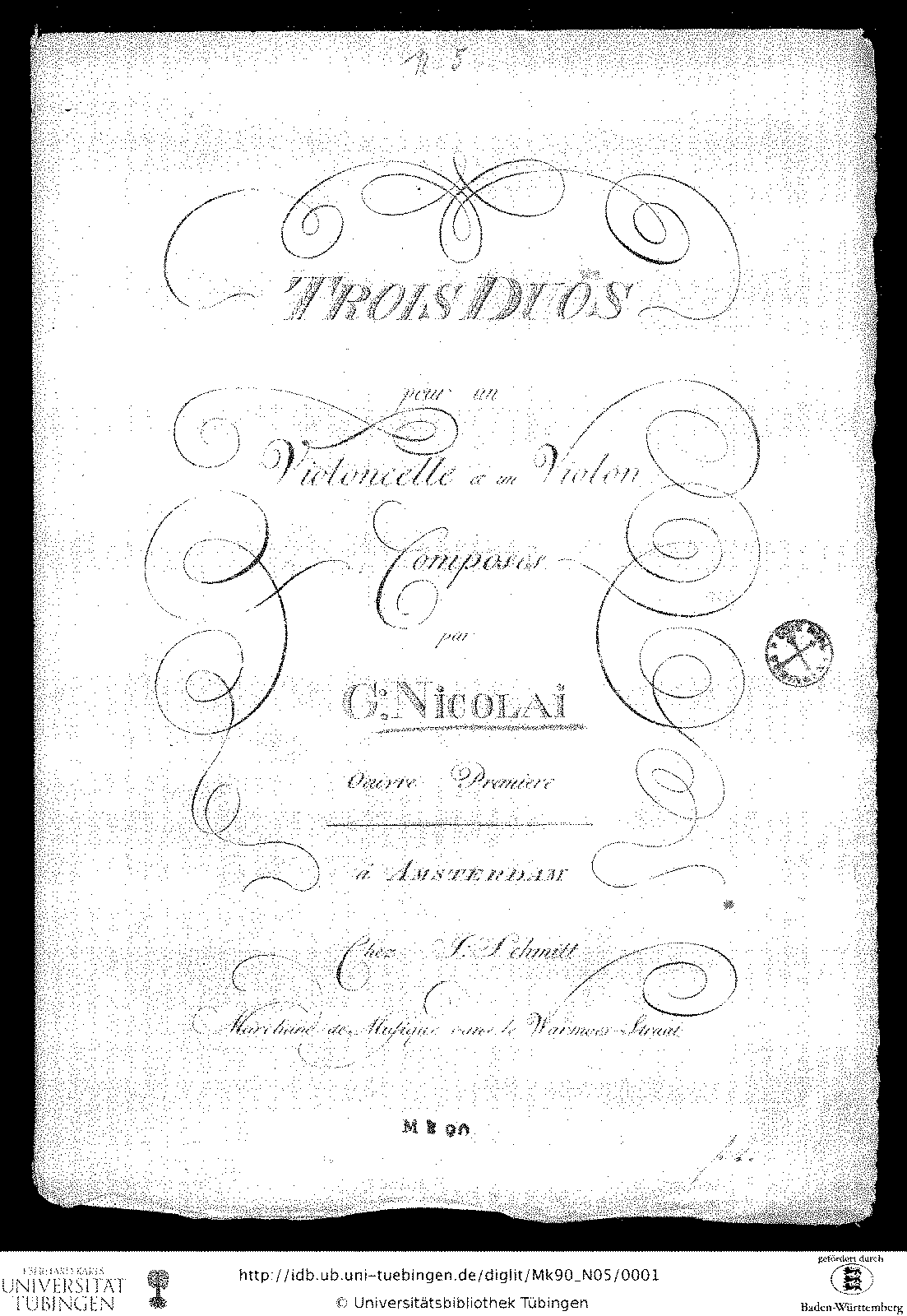 3 Duos for Violin and Cello, Op.1 (Nicolai, Johann Gottlieb) - IMSLP