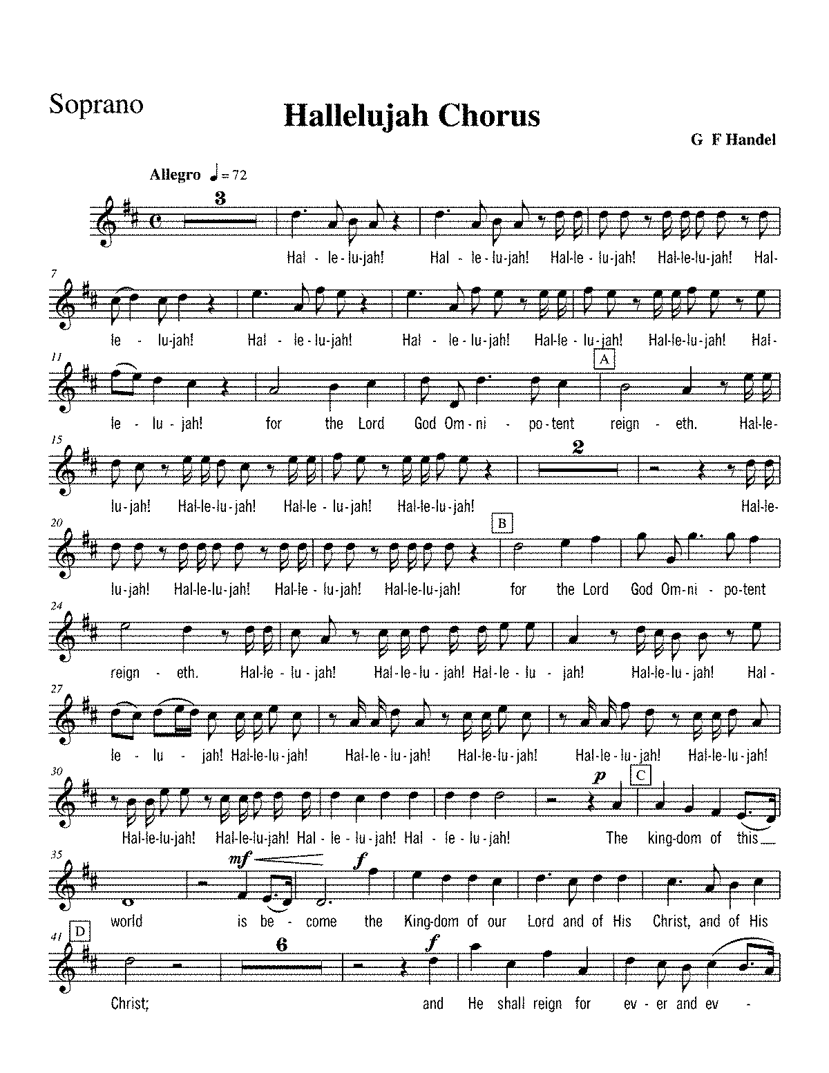 Alleluia Di Haendel Hallelujah Chorus Sheet Music By George Frideric