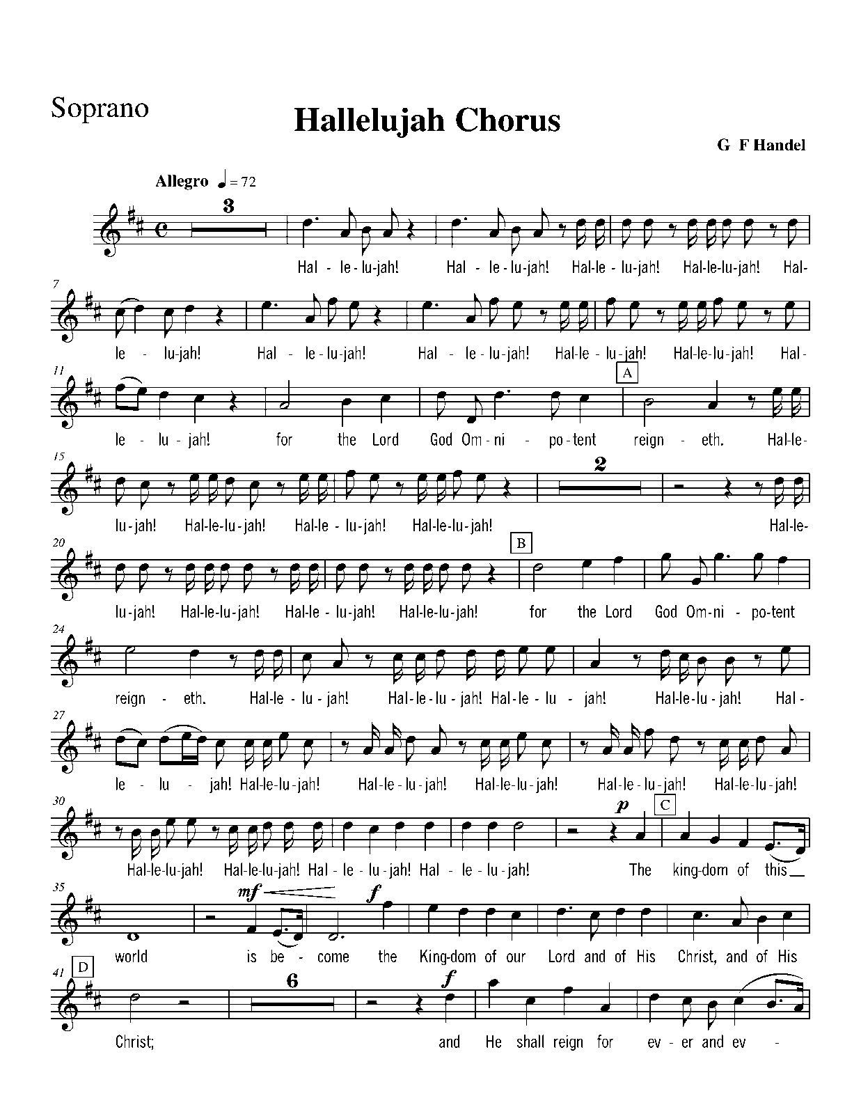 Alleluia Di Haendel Hallelujah Chorus Sheet Music By George Frideric