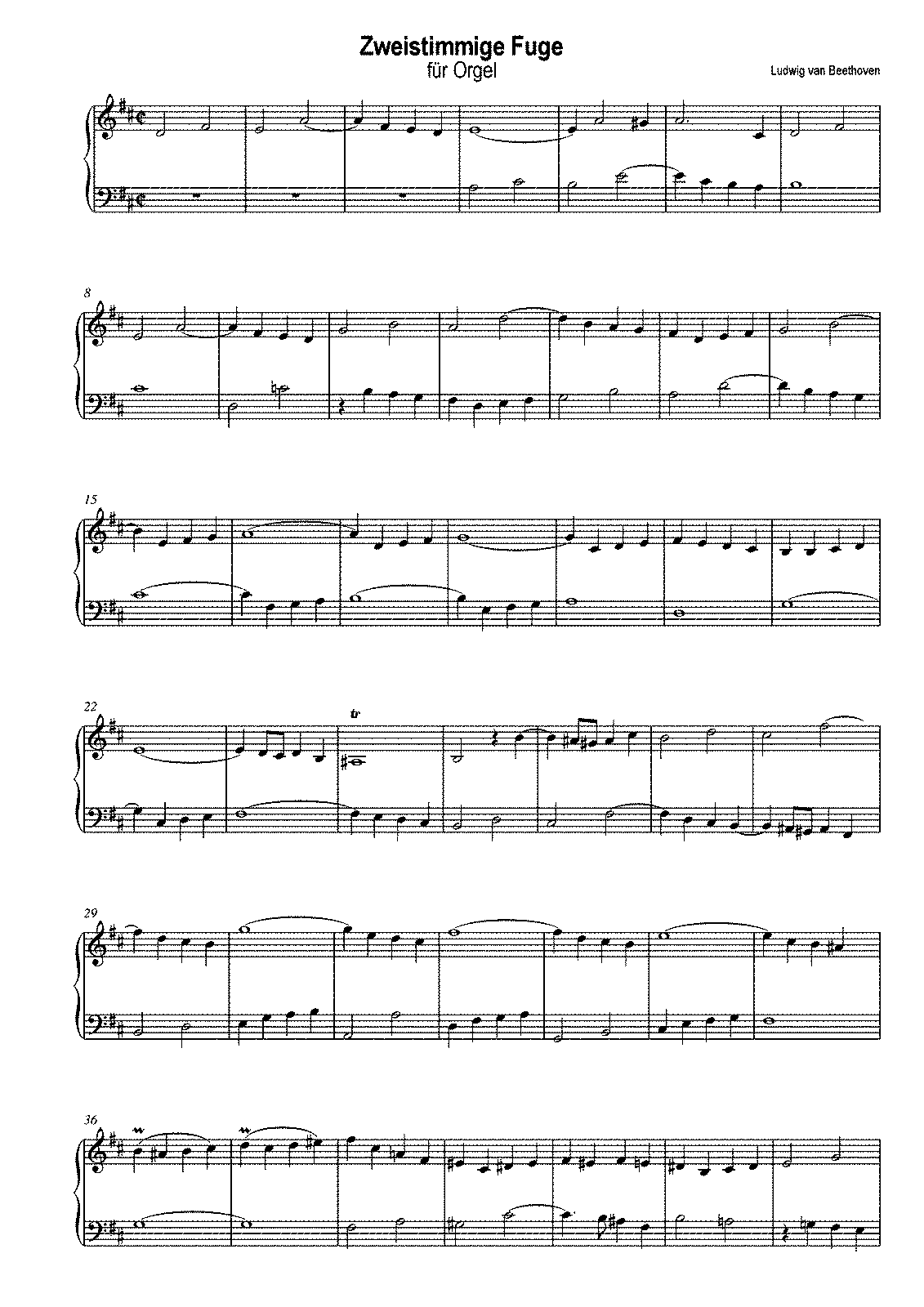 Fugue For Organ, Woo 31 (beethoven, Ludwig Van) - Imslp: Free Sheet 