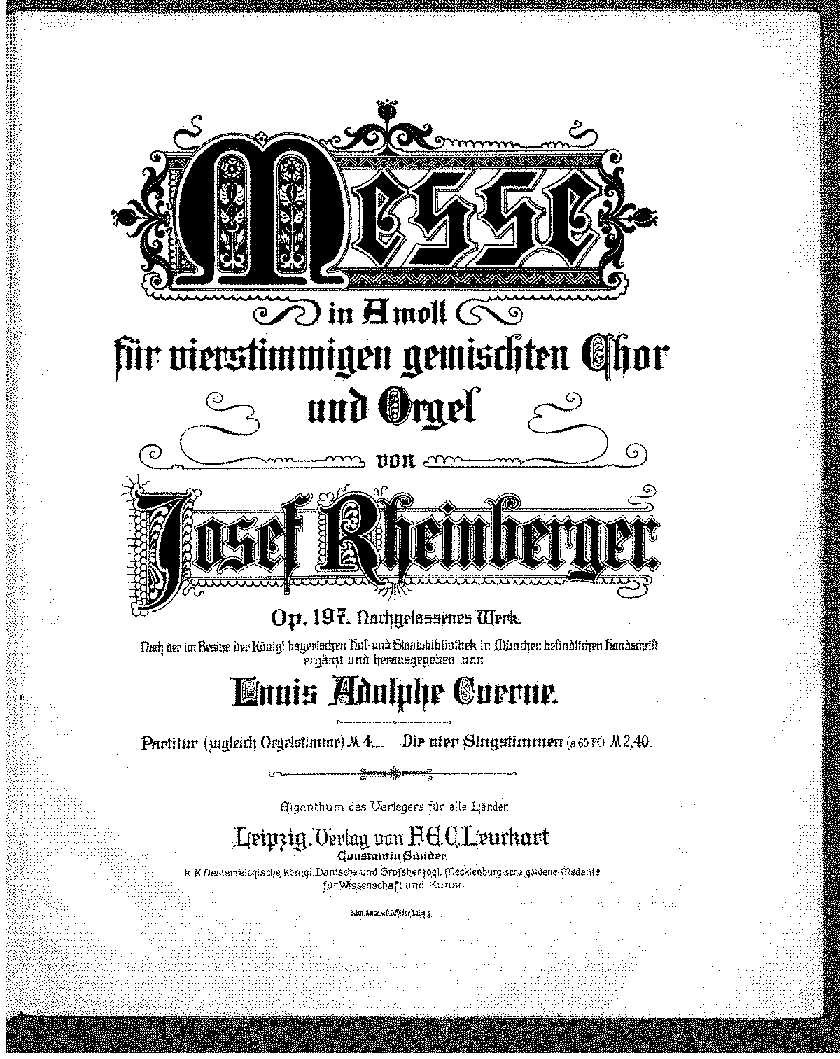 Mass In A Minor, Op.197 (Rheinberger, Josef Gabriel) - IMSLP