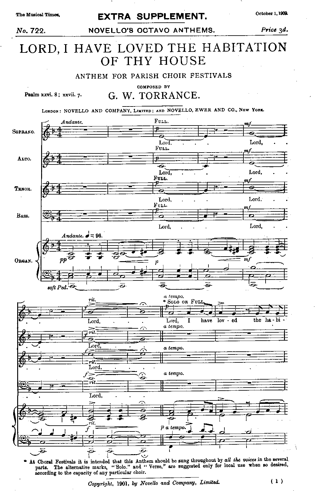 Lord, I have loved the Habitation of Thy house (Torrance