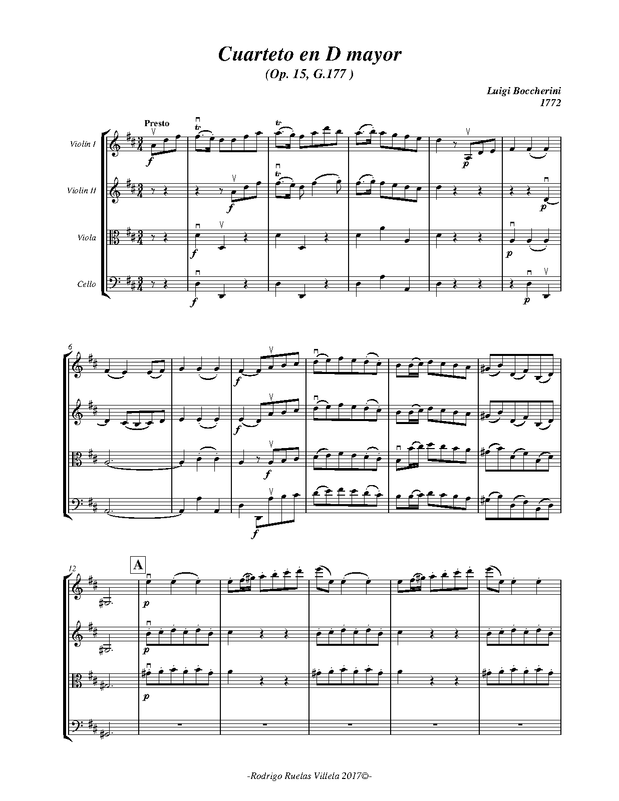 String Quartet in D major