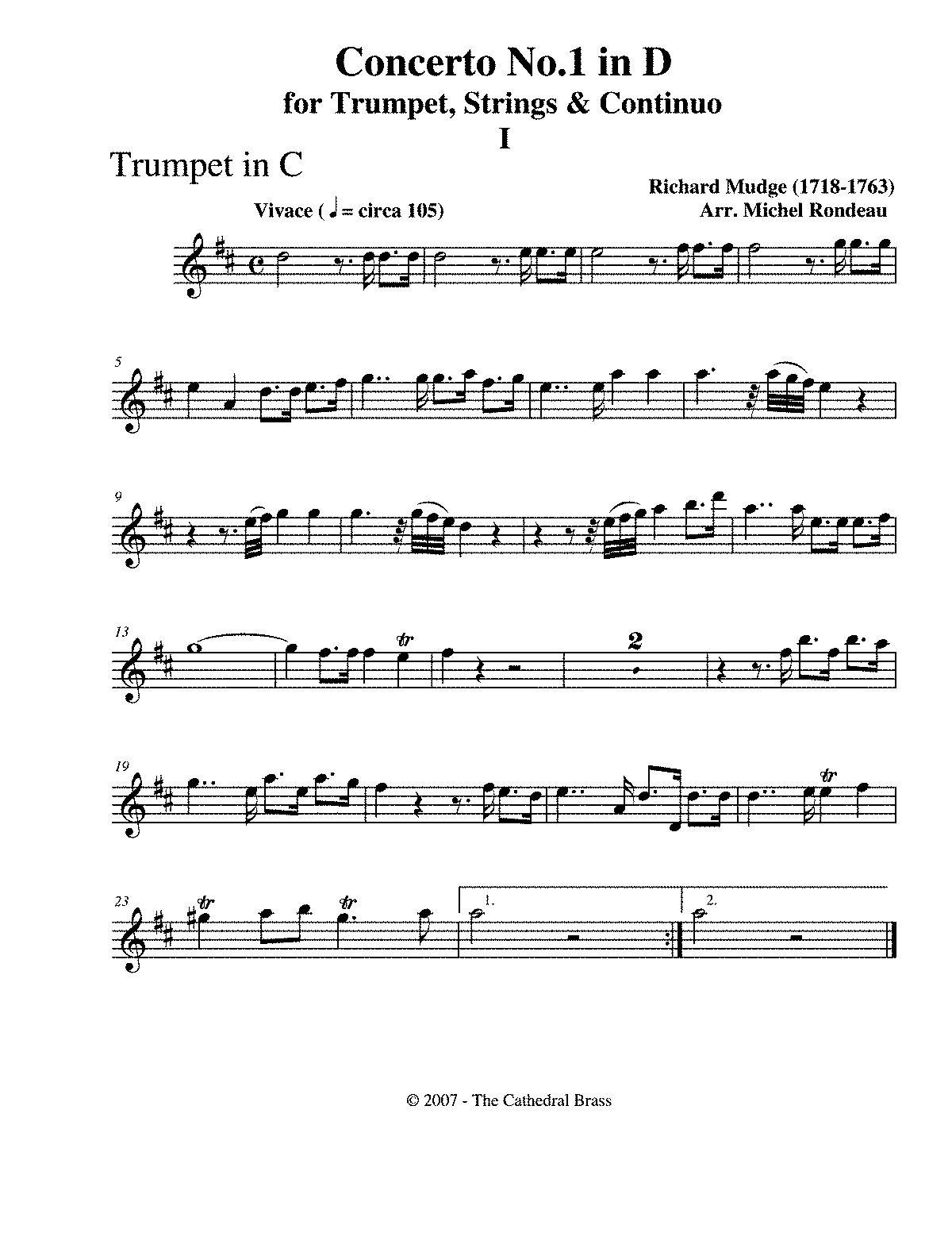 Trumpet Concerto No.1 (Mudge, Richard) - IMSLP: Free Sheet Music PDF ...