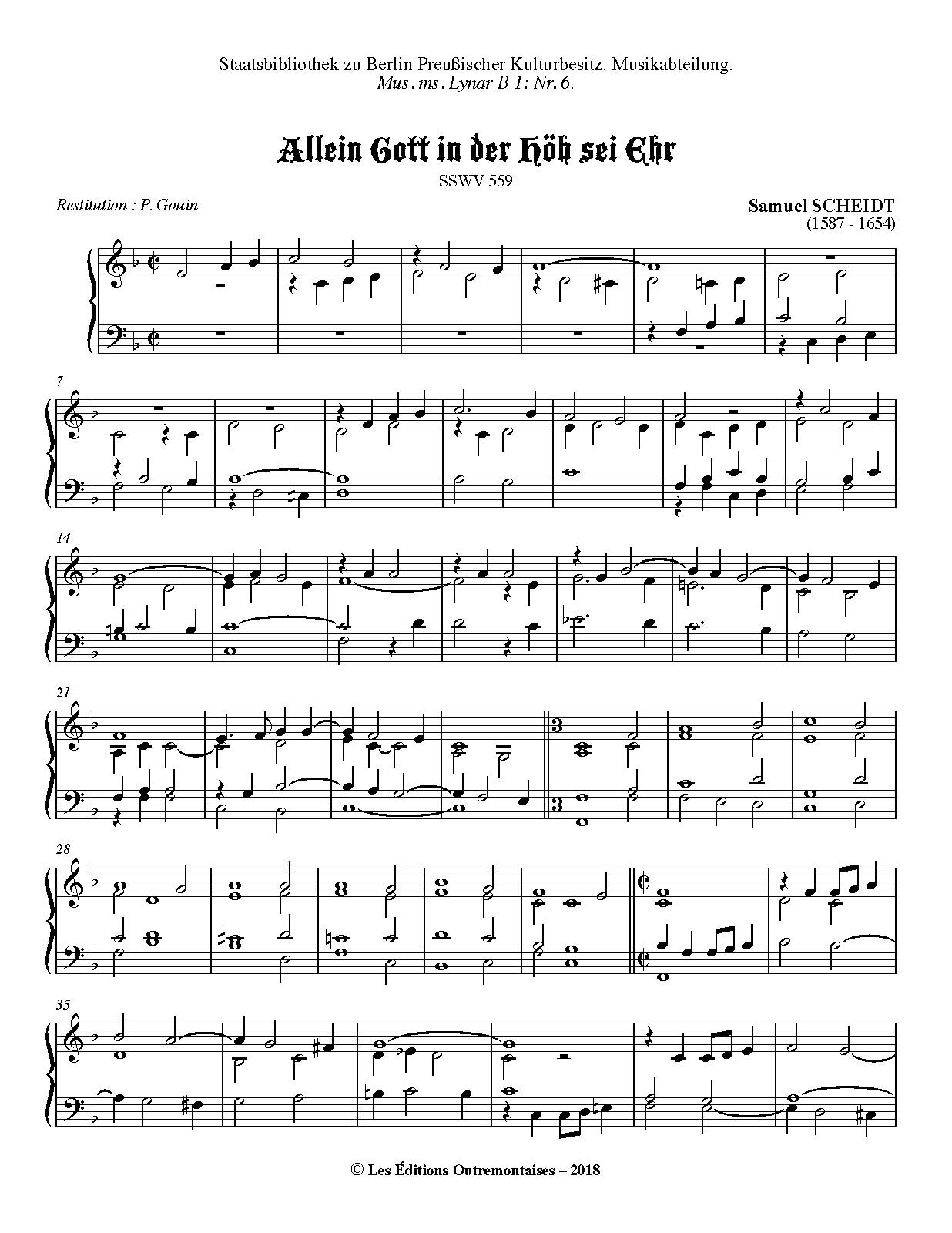 Allein Gott in der Höh sei Ehr, SSWV 559 (Scheidt, Samuel) IMSLP Allein Gott in der Höh sei Ehr, SSWV 559 (Scheidt, Samuel) IMSLP