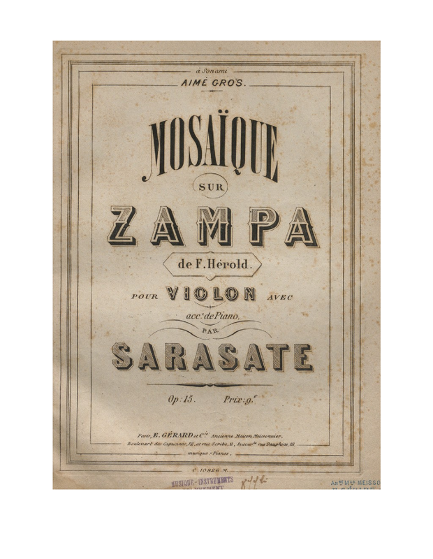 Mosaïque sur Zampa de F. Hérold pour violon avec accompagnement de piano