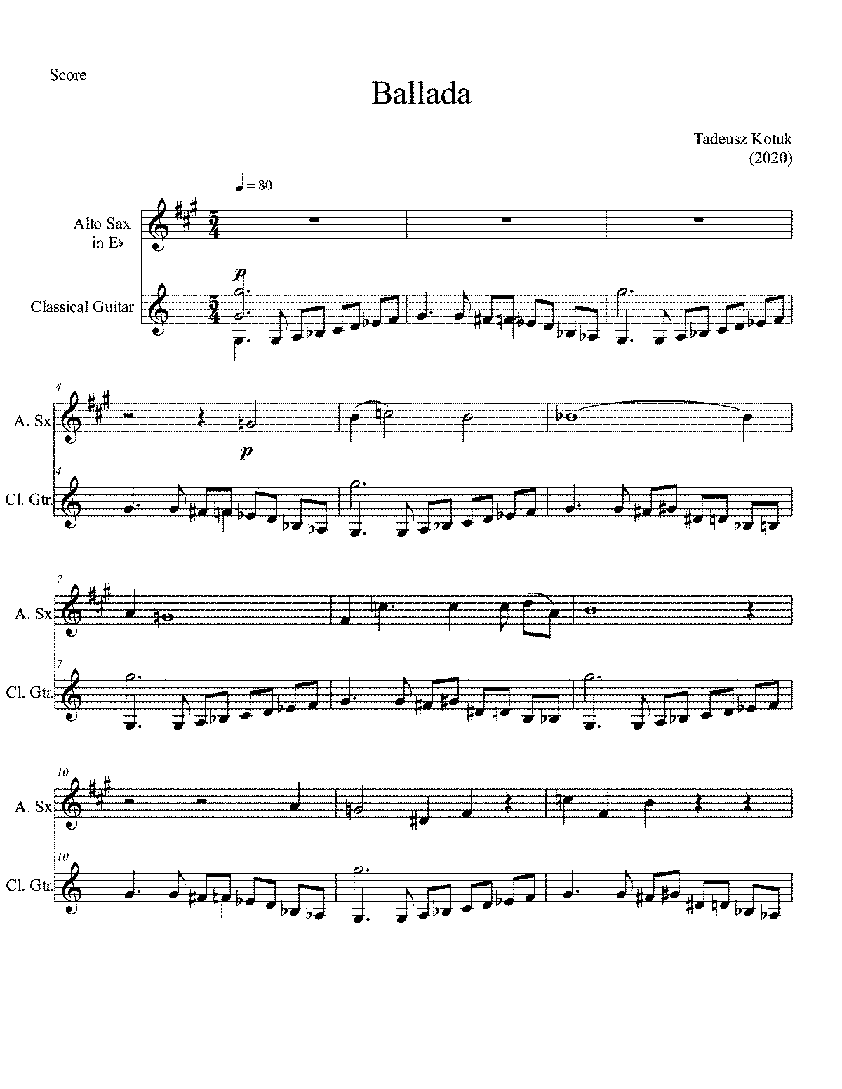 Ballade for Alto Saxophone and Classical Guitar (Kotuk, Tadeusz) IMSLP
