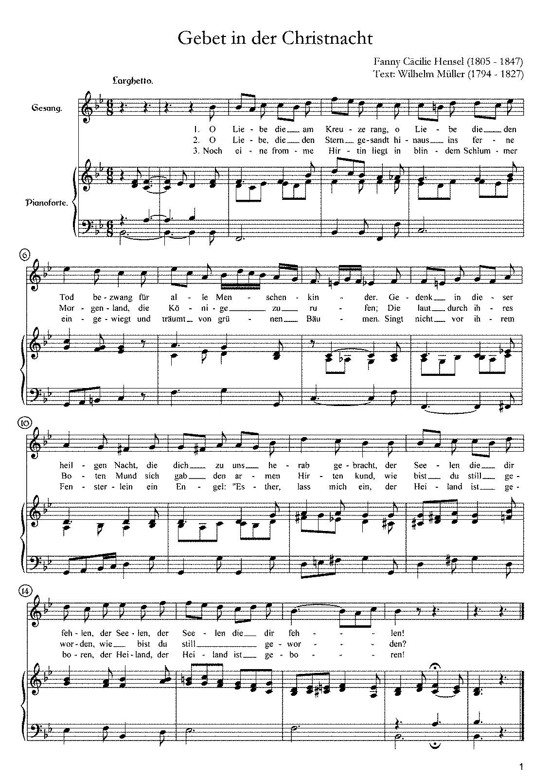 Gebet In Der Christnacht (hensel, Fanny) - Imslp