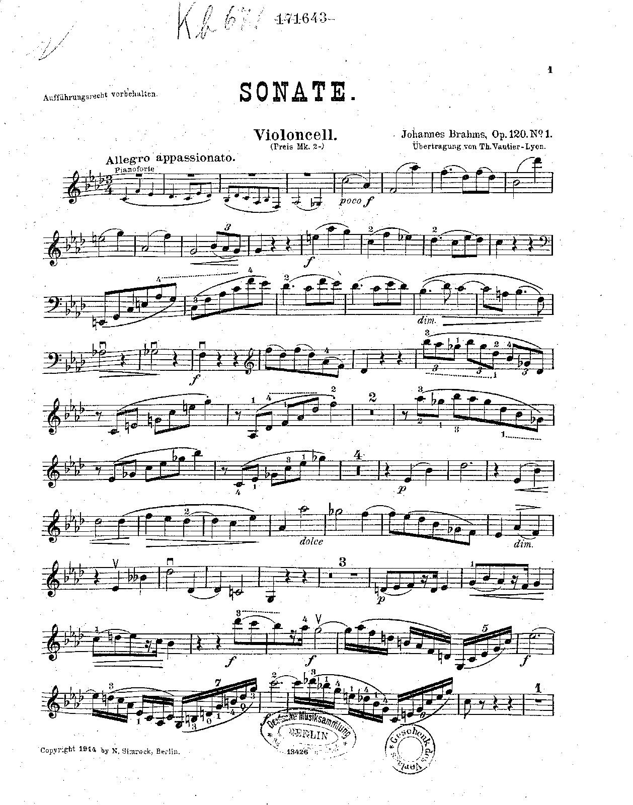 Sonata No.1, Op.120 No.1 (Brahms, Johannes) IMSLP Free