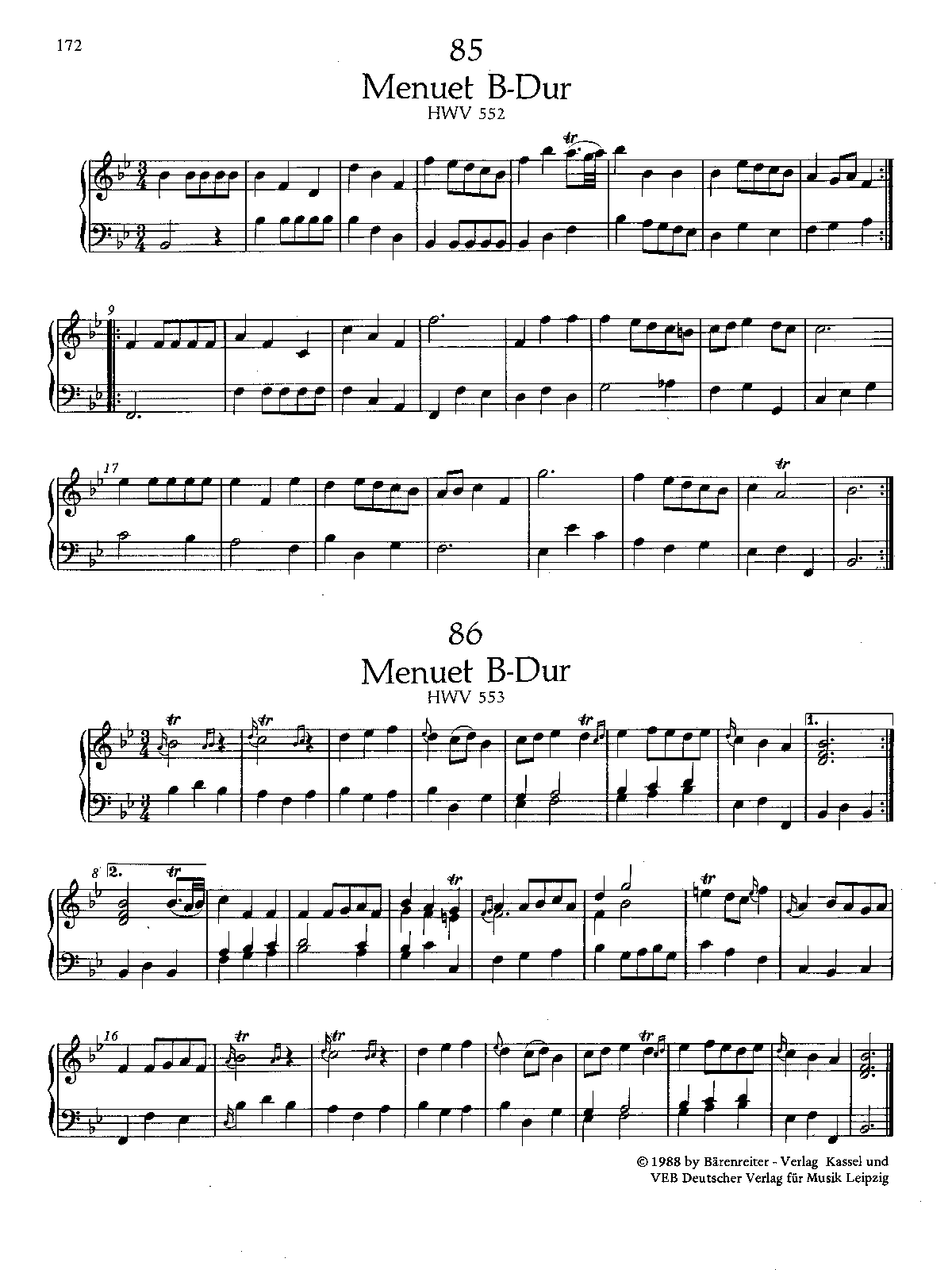 Minuet in B-flat major, HWV 552