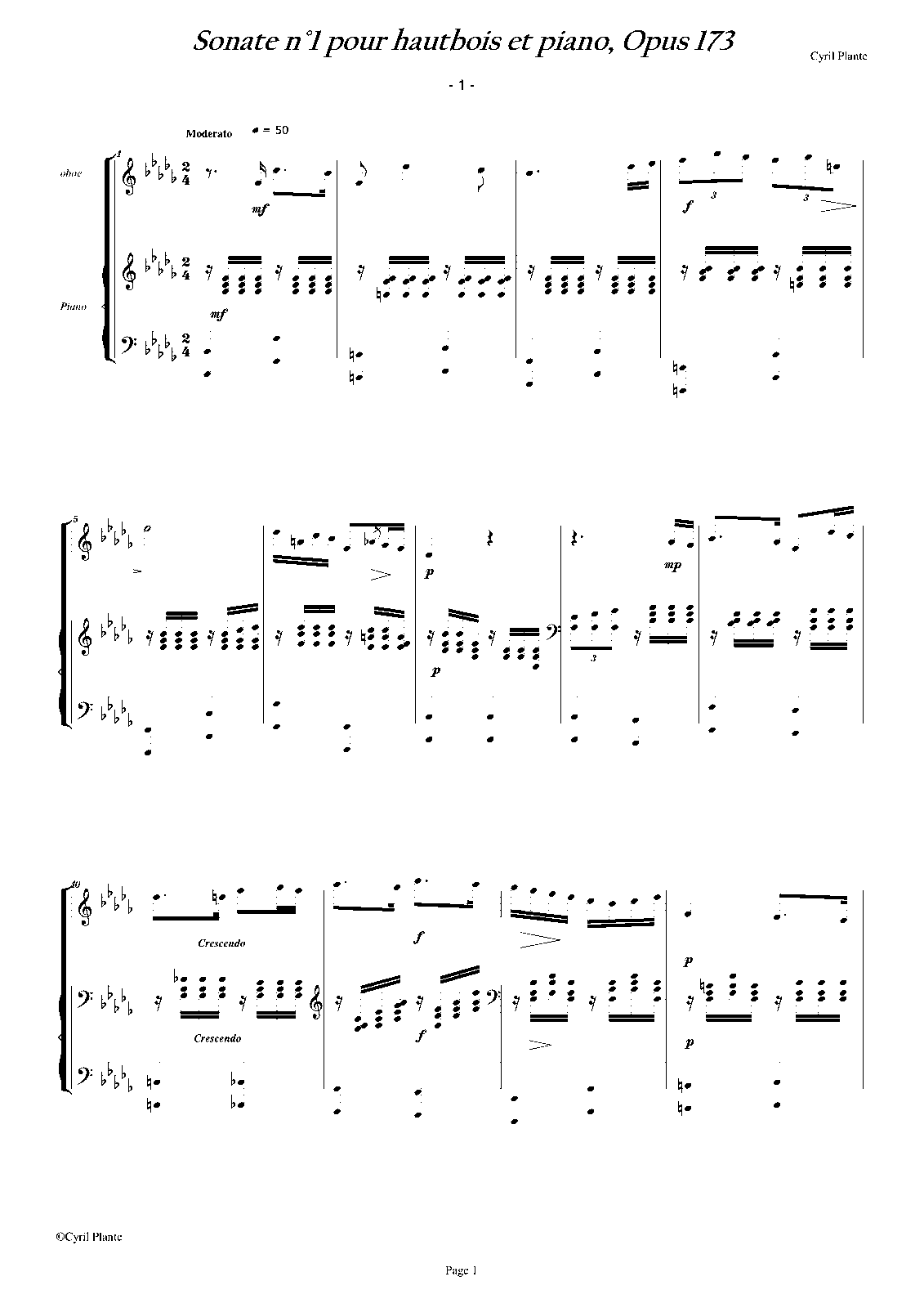Oboe Sonata No.1, Op.173 (Plante, Cyril) IMSLP