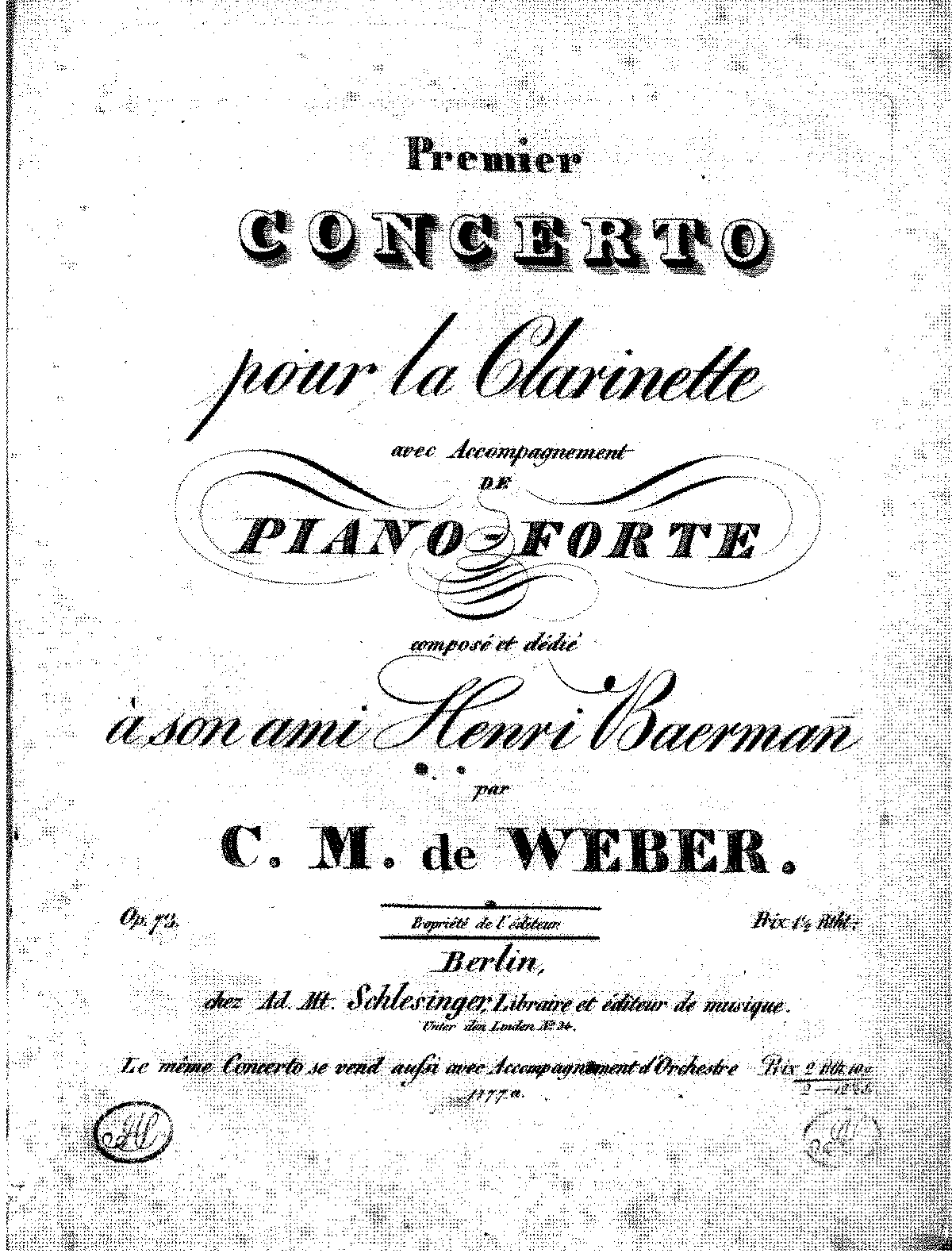 Clarinet Concerto No.1 in F minor, Op.73 (Weber, Carl Maria von) - IMSLP