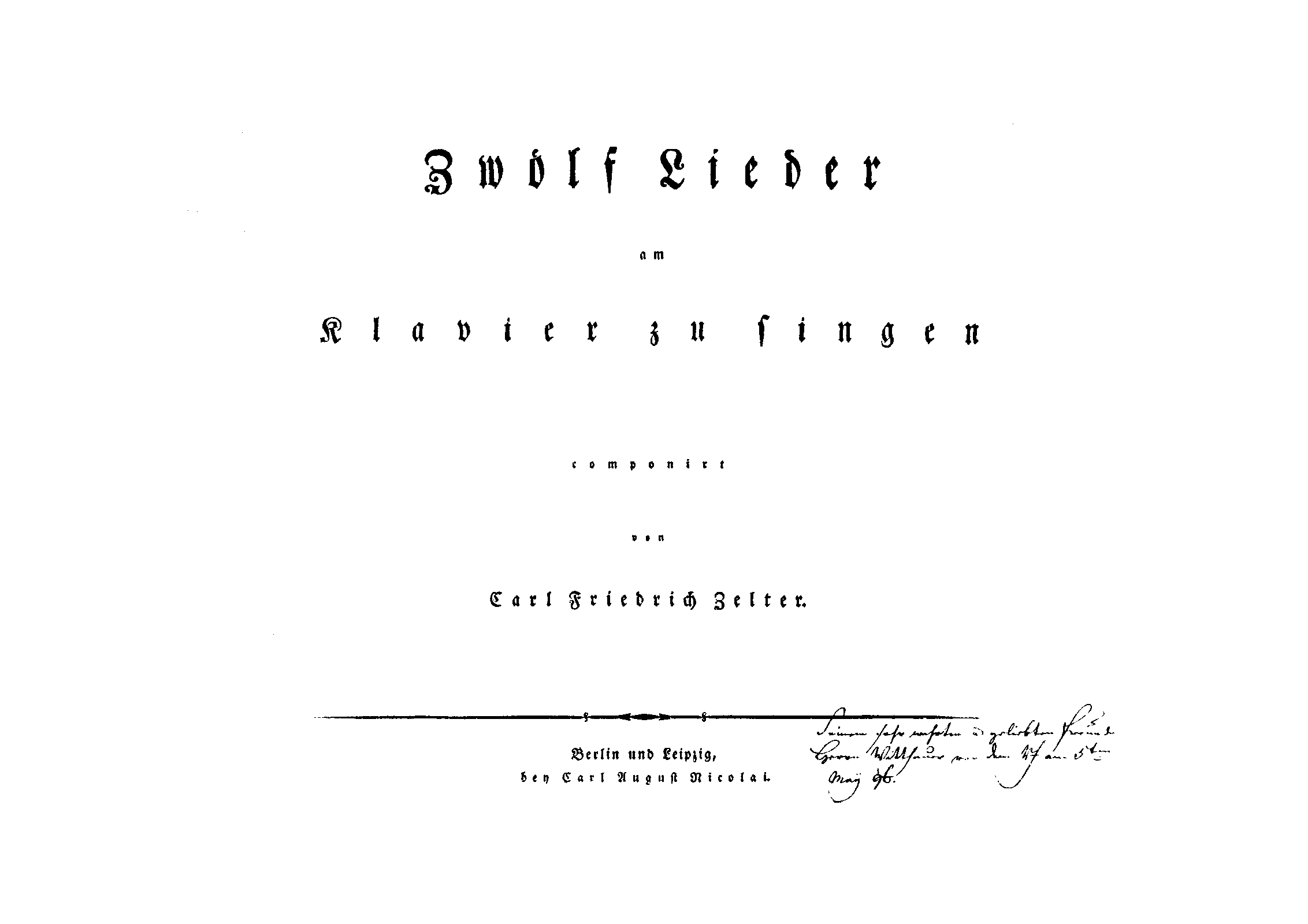 12 Lieder am Clavier zu singen, Z.120