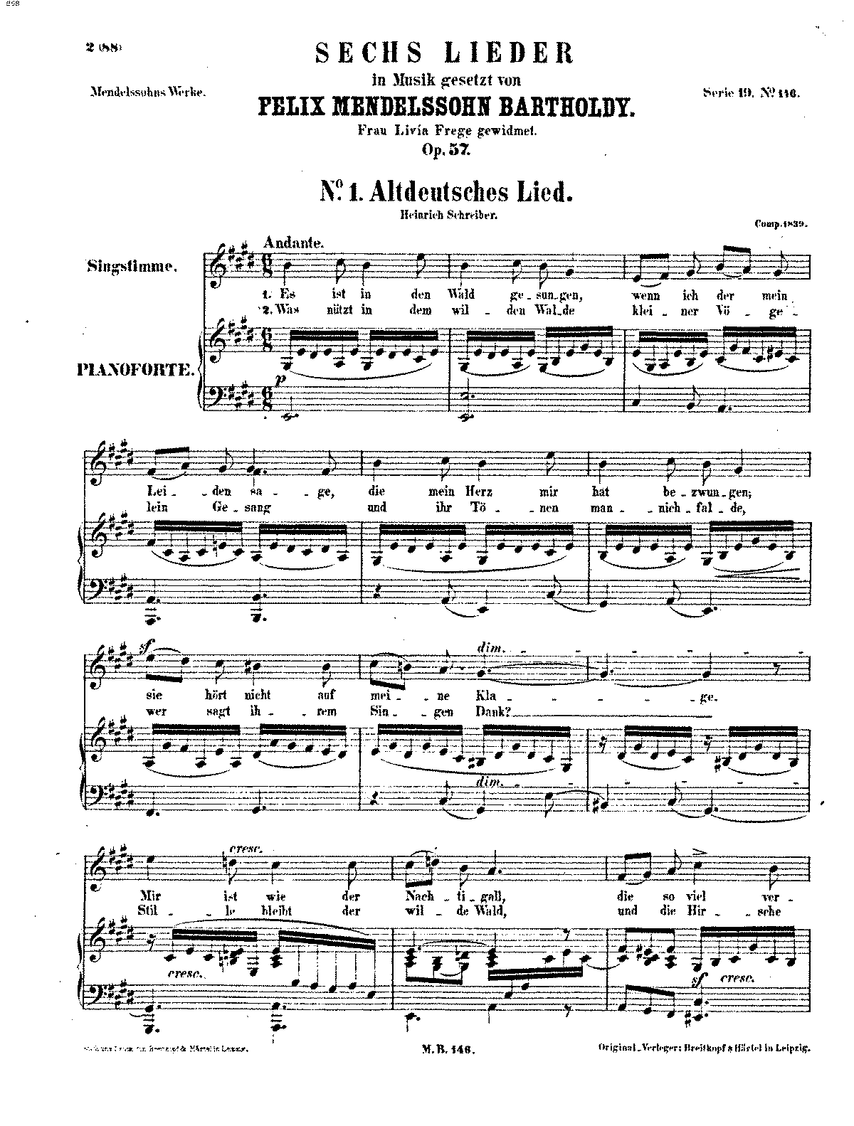 6 Lieder, Op.57 (Mendelssohn, Felix) - IMSLP: Free Sheet Music PDF Download