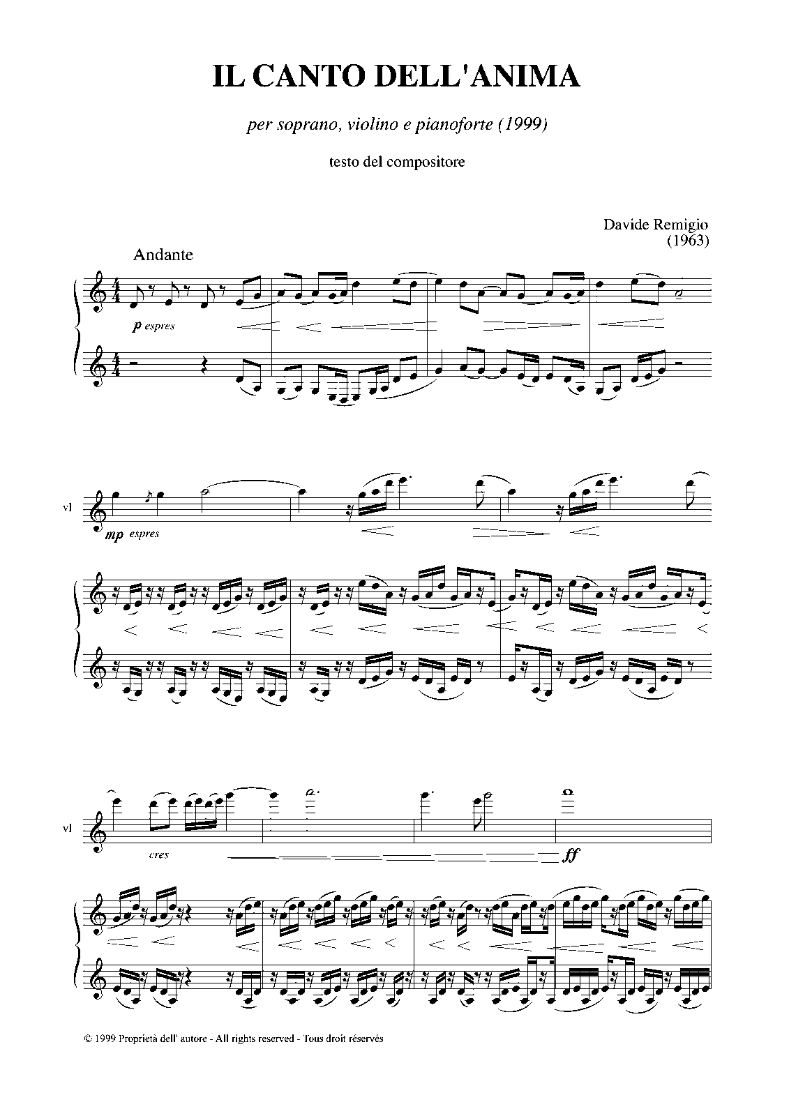 Il Canto Dell'essere E Dell'apparire Il canto dell'anima (Remigio, Davide) - IMSLP