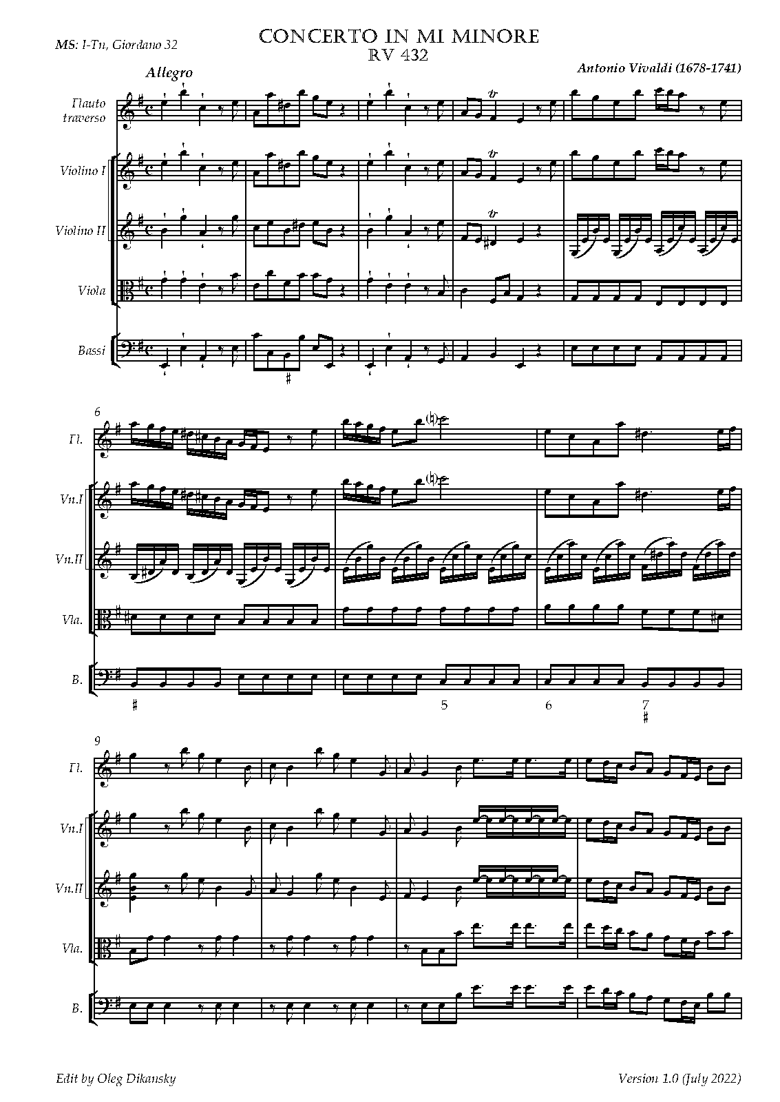 Flute Concerto in E minor, RV 432 (Vivaldi, Antonio) IMSLP