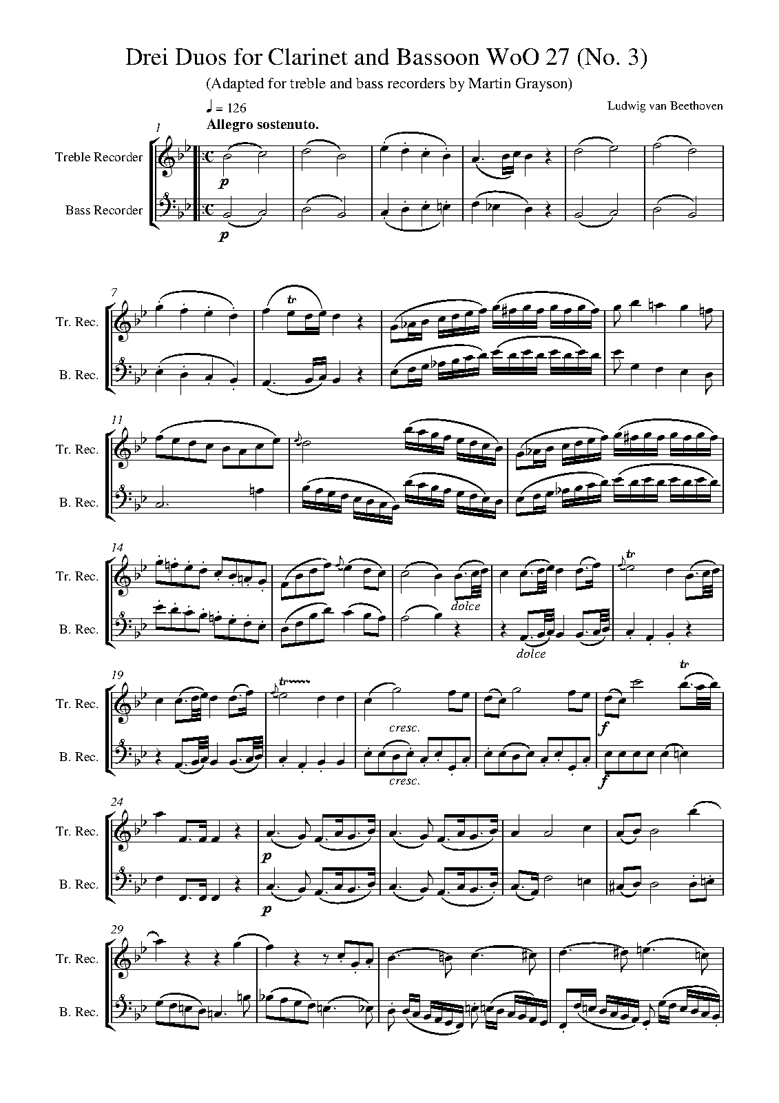 3 Duets for and Bassoon, WoO 27 (Beethoven, Ludwig van