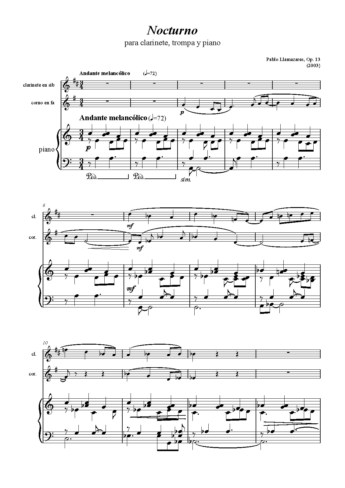 Nocturno for Horn and Piano, Op.13 (Llamazares, Pablo Fernando) IMSLP