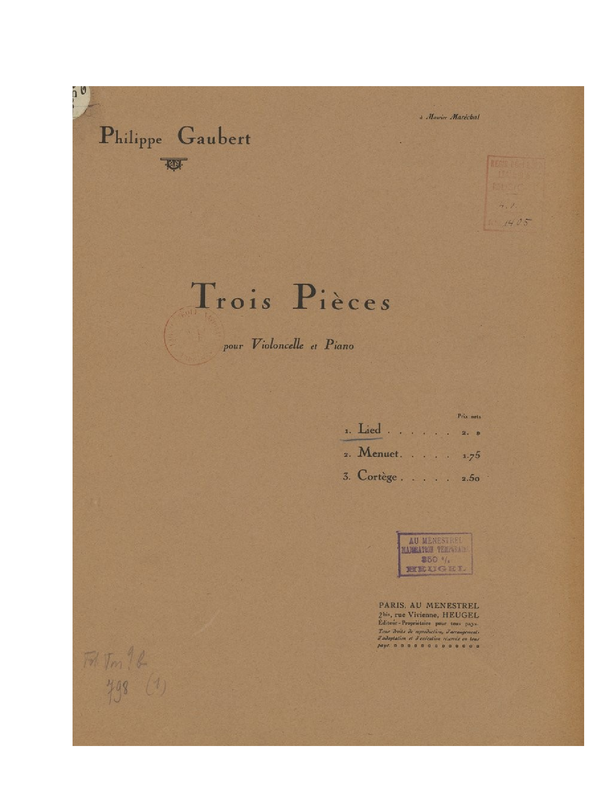 3 Pièces for Cello and Piano