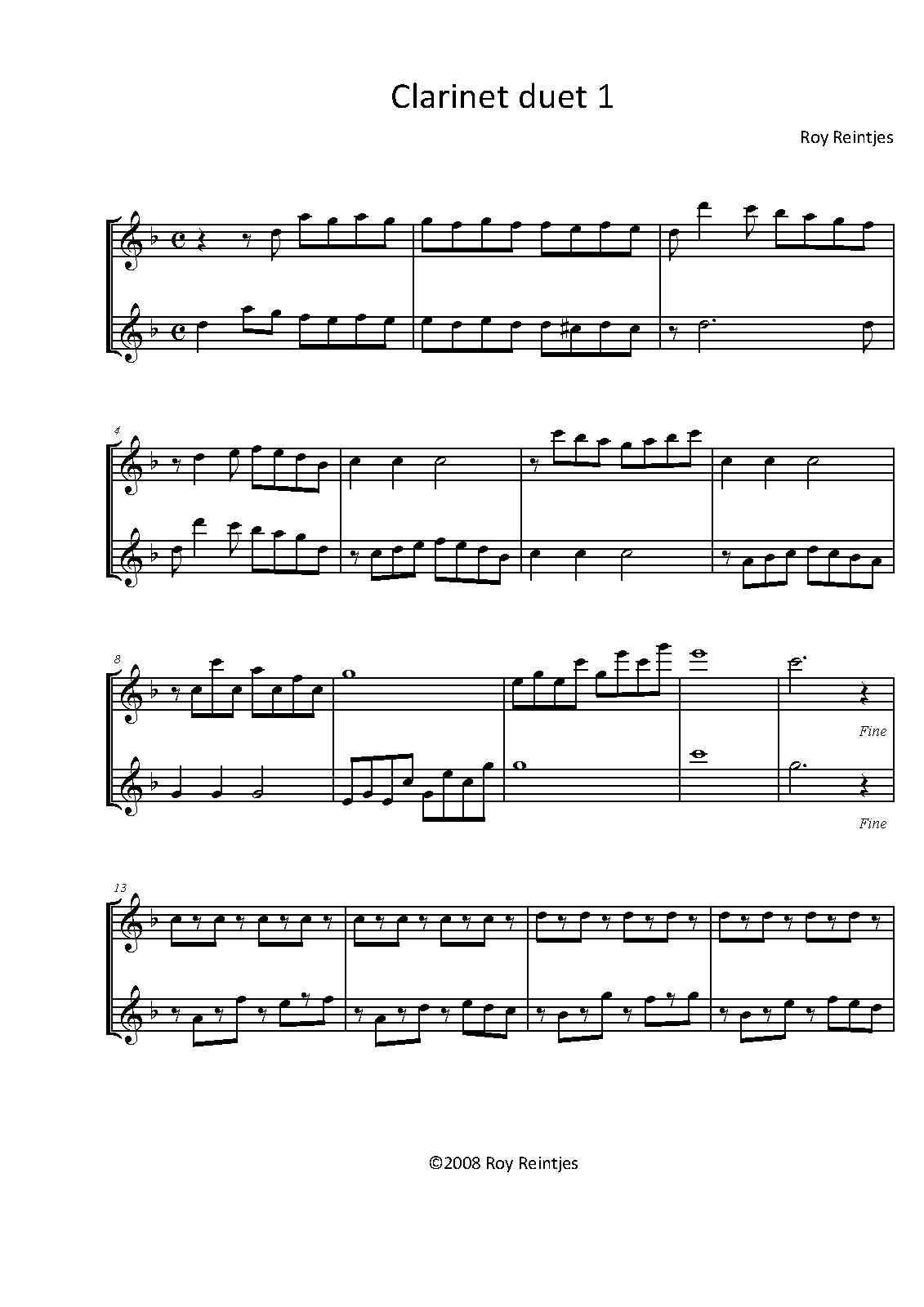 Duet 1 (Reintjes, Roy) IMSLP