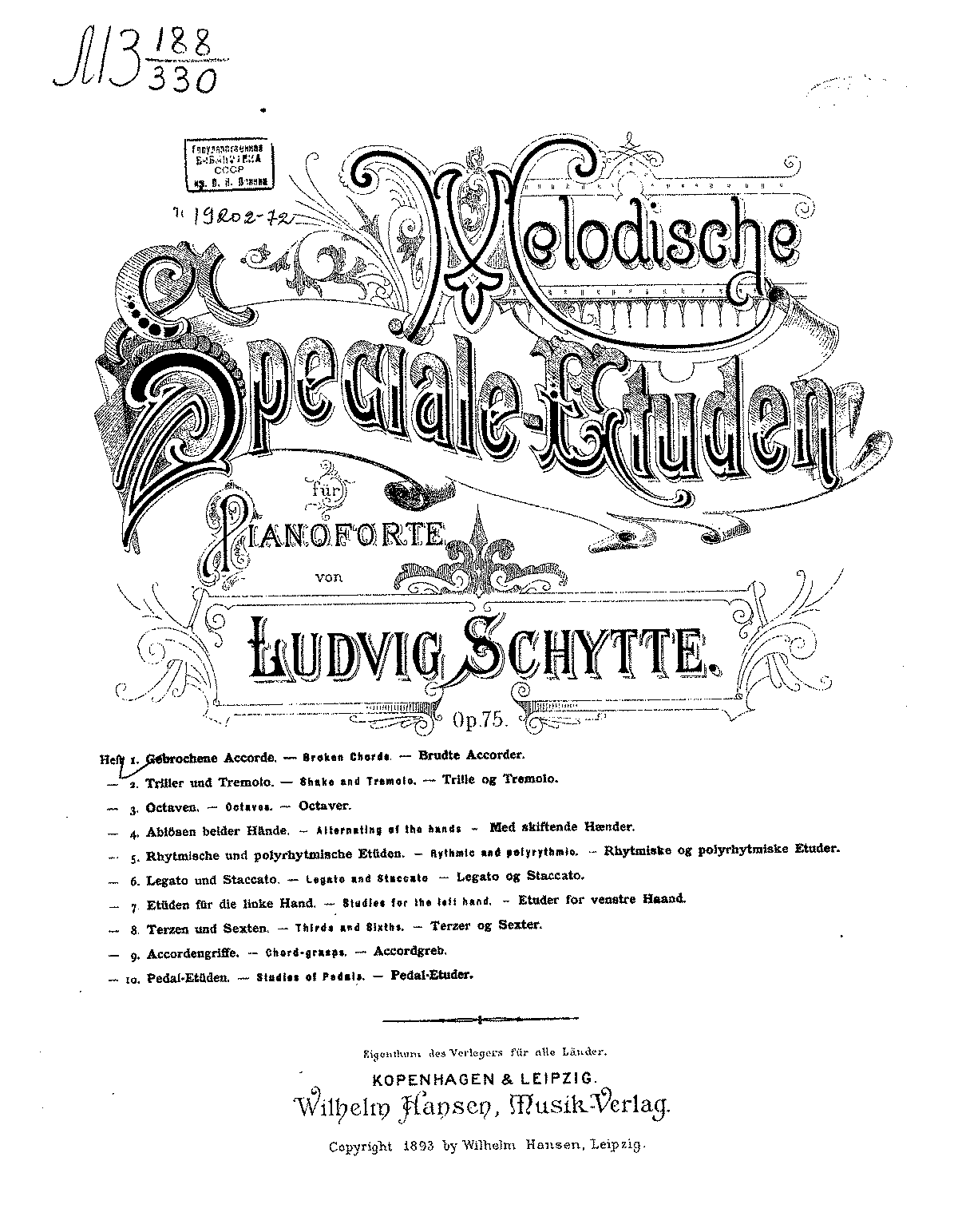 Melodische Special-Etüden, Op.75 (Schytte, Ludvig) - IMSLP: Free Sheet ...