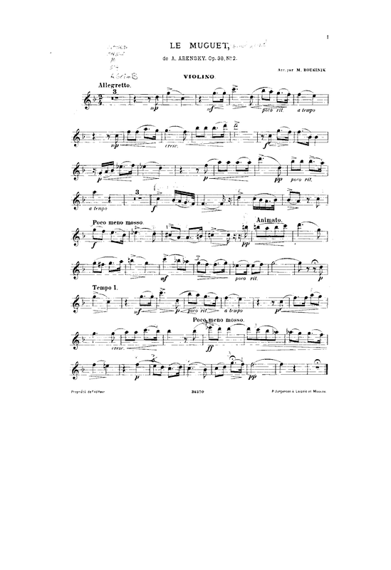 File:PMLP18138-Arensky - La Muguet, Op38 No2 transcr for Piano Trio (Boukinik) violin.pdf