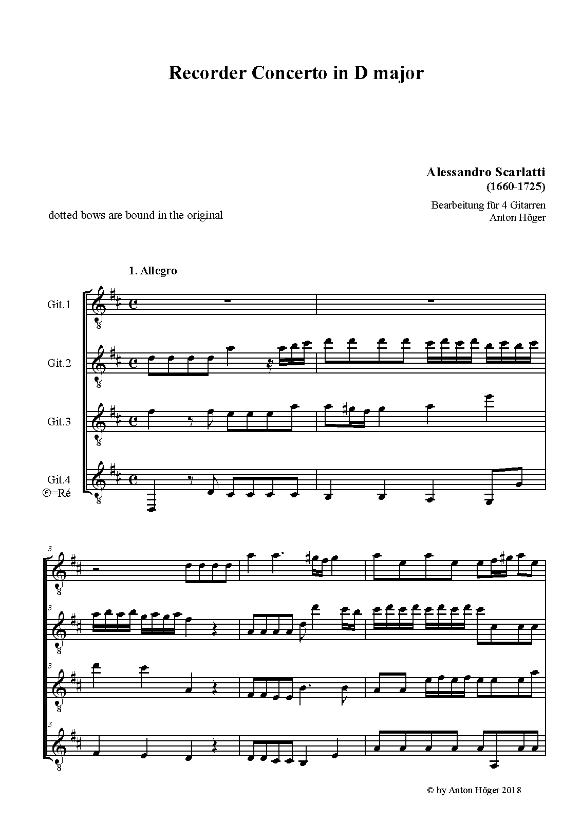 Recorder Concerto in D major (Scarlatti, Alessandro) IMSLP