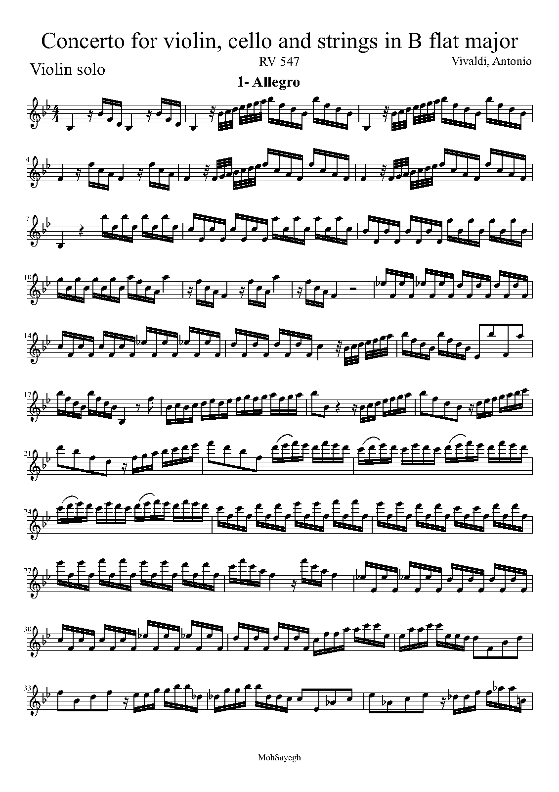 Concerto for Violin and Cello in Bflat major, RV 547 (Vivaldi, Antonio