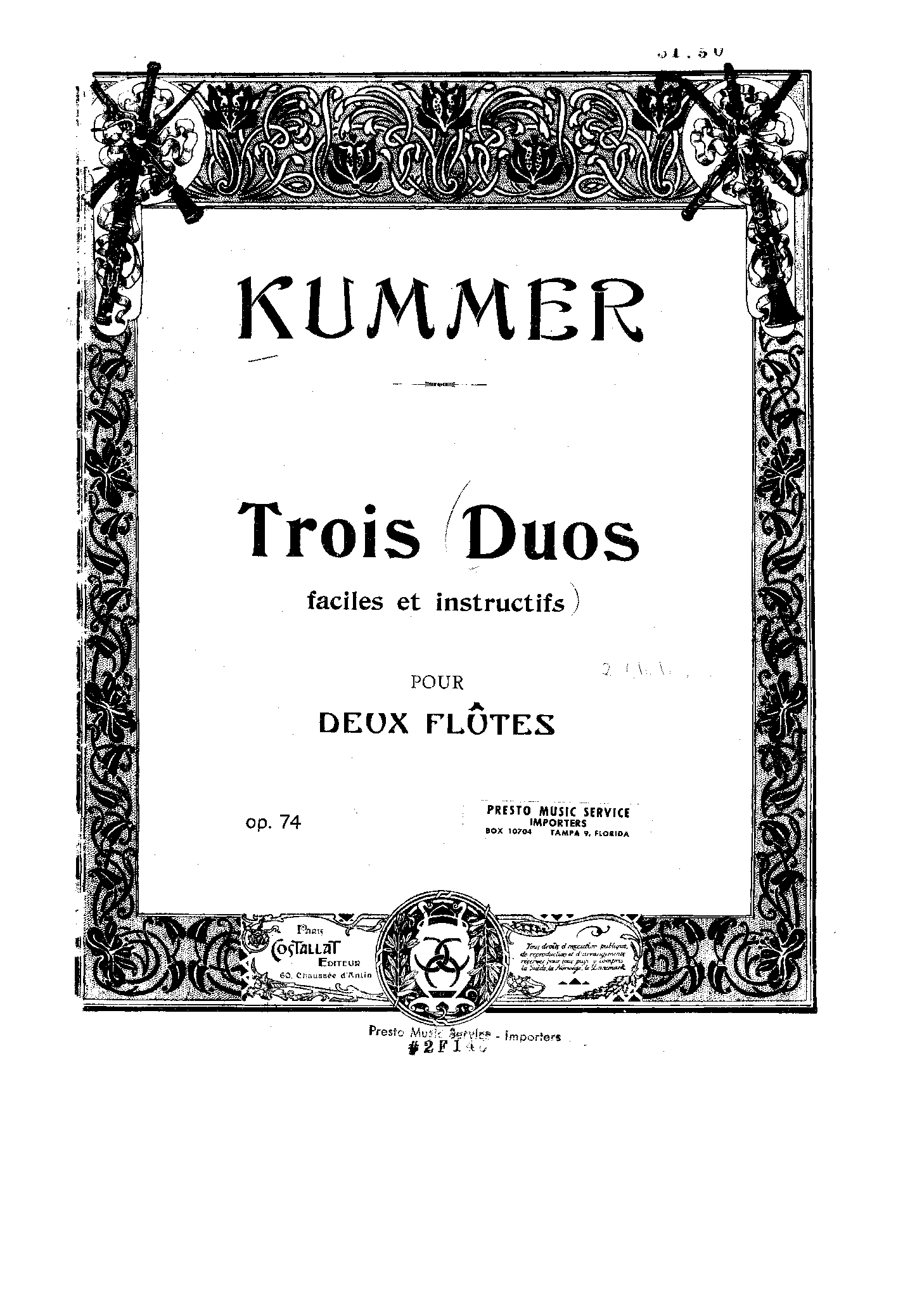 3 Easy and Instructive Flute Duets, Op.74 (Kummer, Kaspar) IMSLP