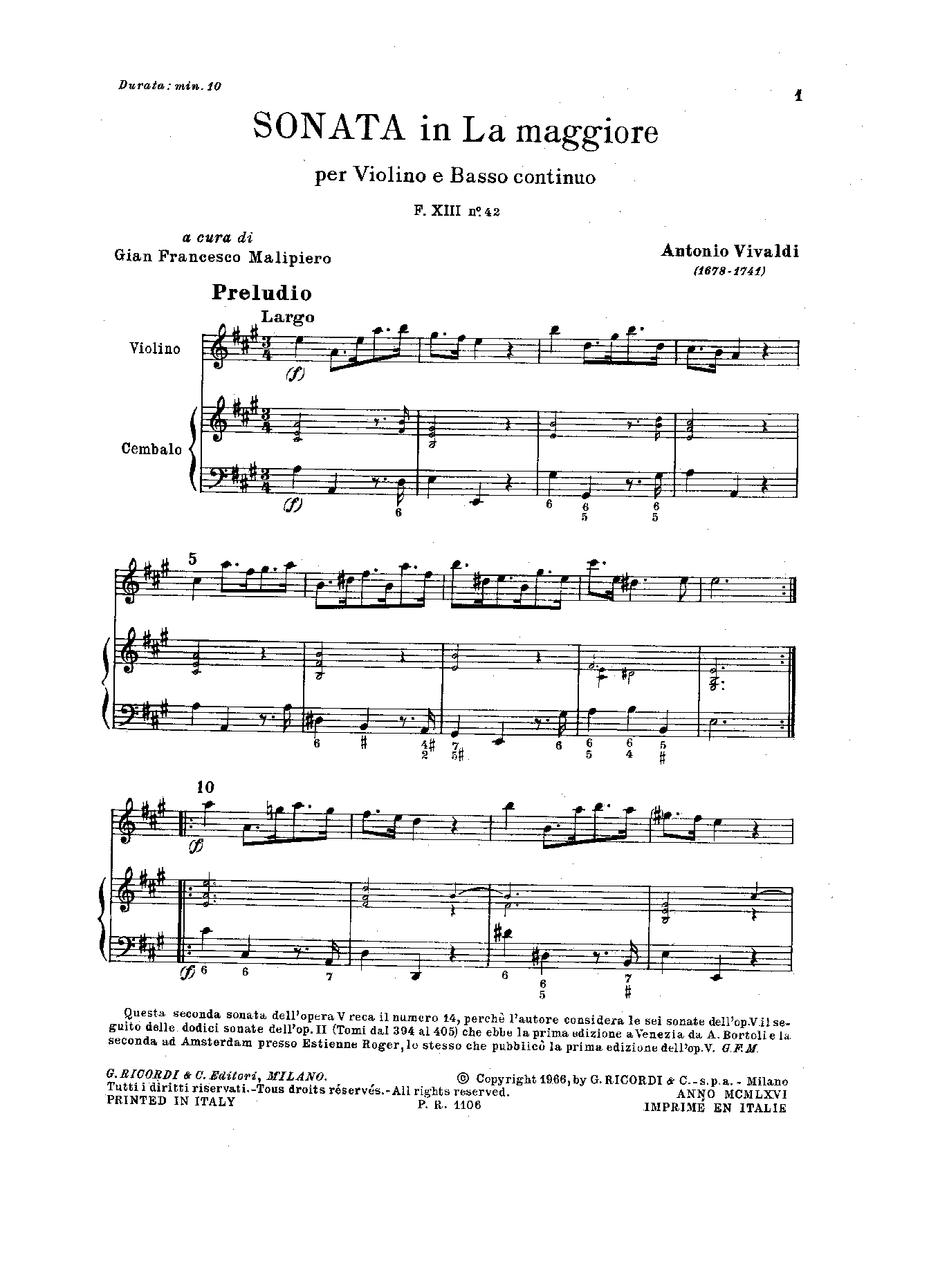 Violin Sonata in A major