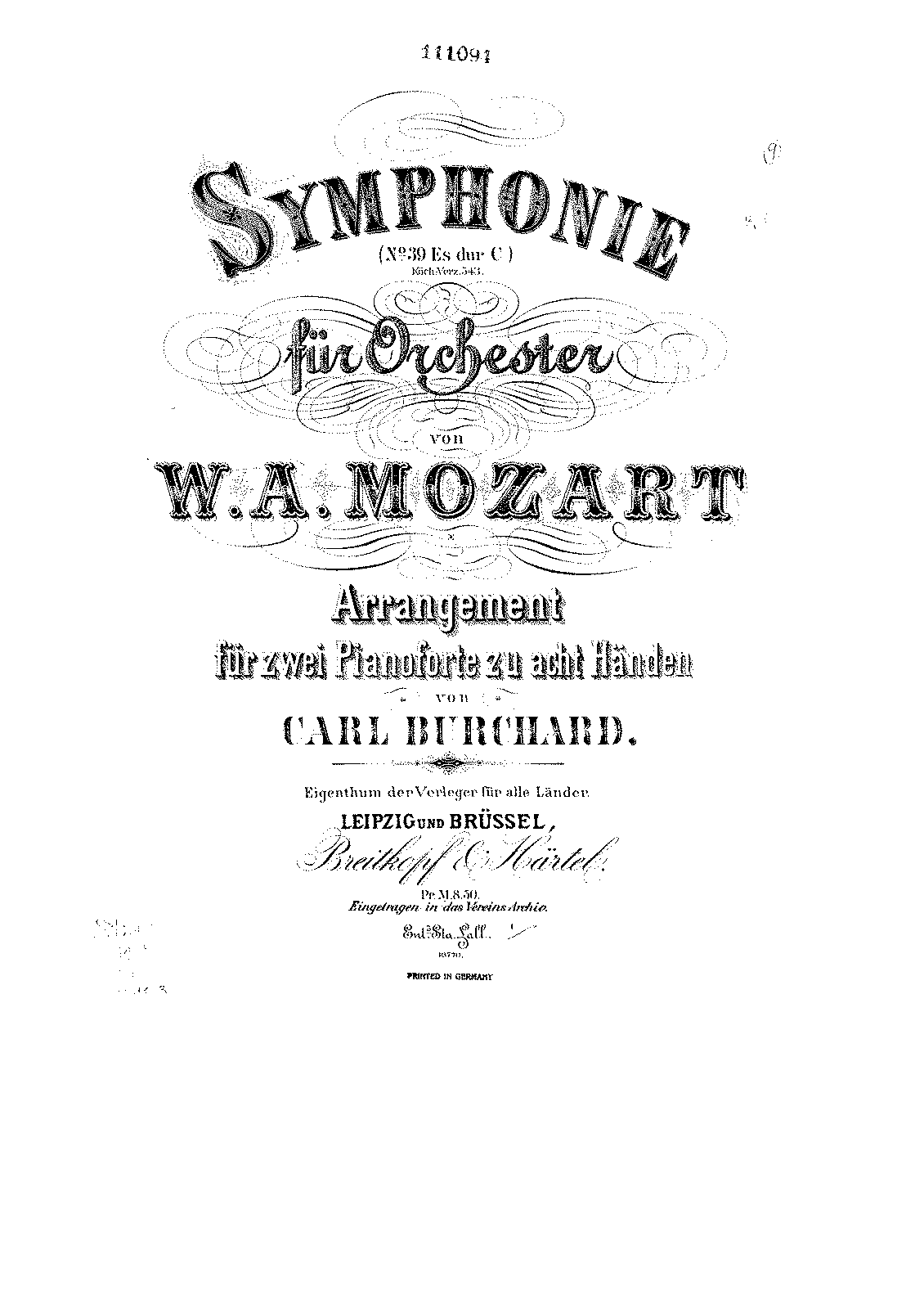 Symphony No.39 In E-flat Major, K.543 (mozart, Wolfgang Amadeus 