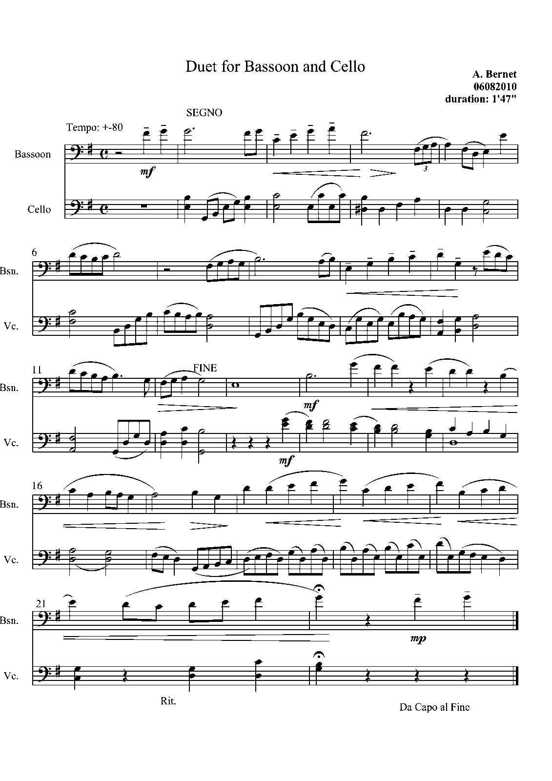 Duet for Bassoon and Cello Atie) IMSLP