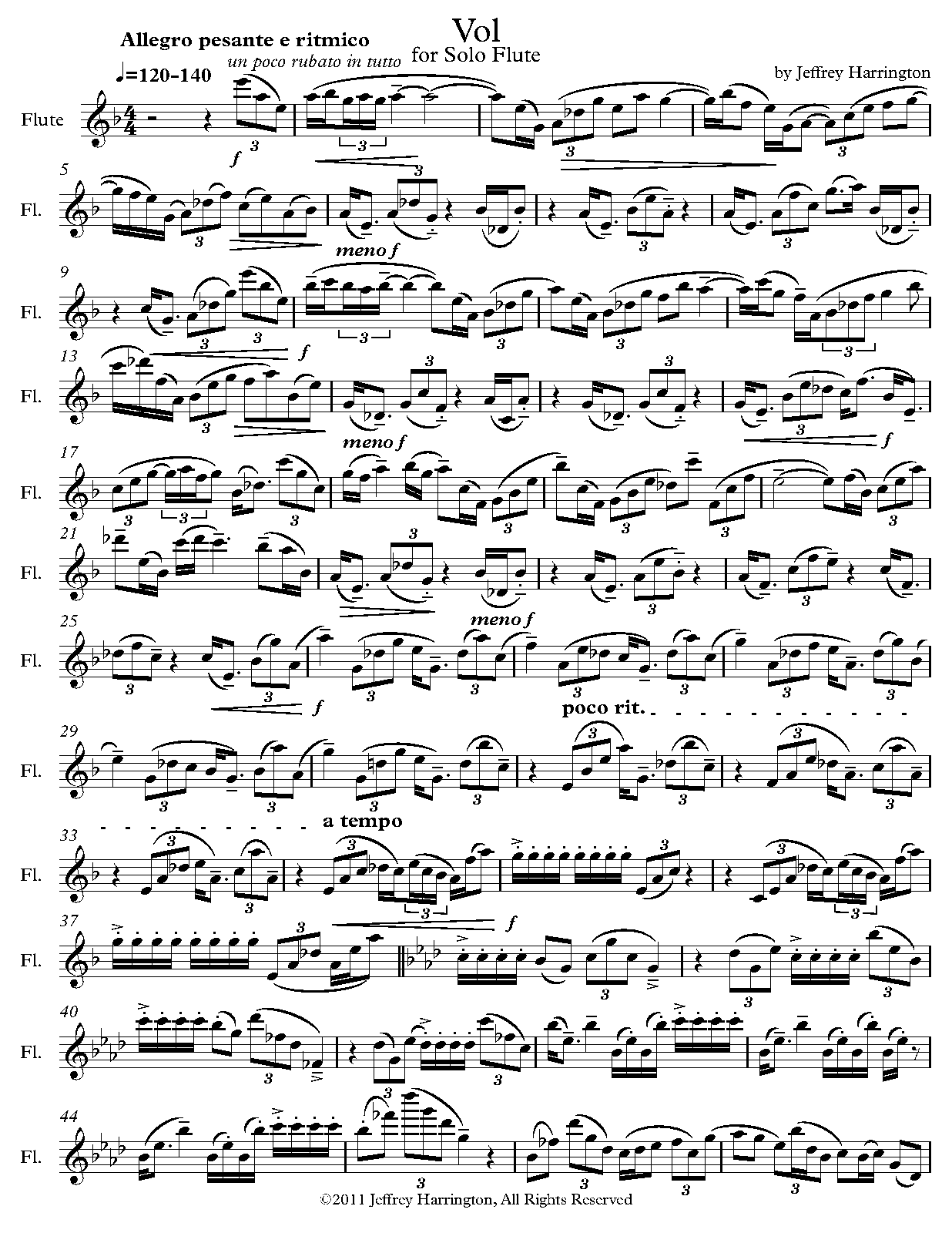 Vol for Solo Flute (Harrington, Jeffrey Michael) IMSLP