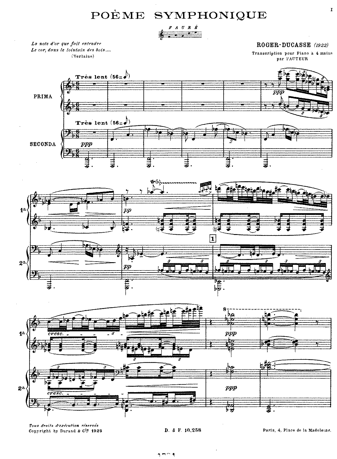 Poème symphonique sur le nom de Gabriel Fauré (Roger-Ducasse, Jean) - IMSLP