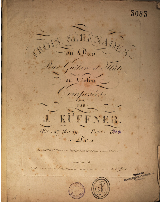 3 Sérénades en Duo pour Guitare et Flûte ou Violon, Op.47,48,49