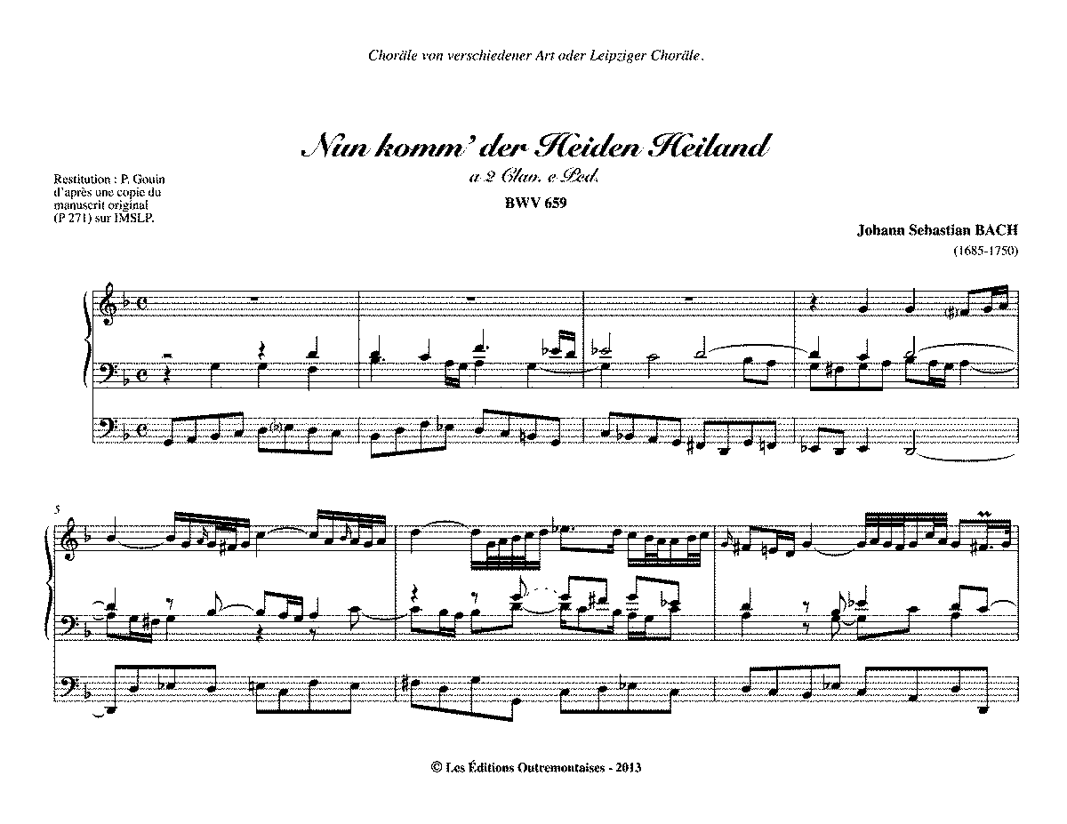 Nun komm, der Heiden Heiland, BWV 659 (Bach, Johann Sebastian) - IMSLP ...
