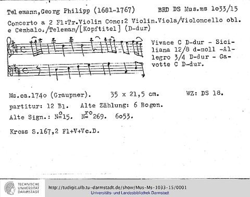 Concerto for 2 Flutes, Violin and Cello