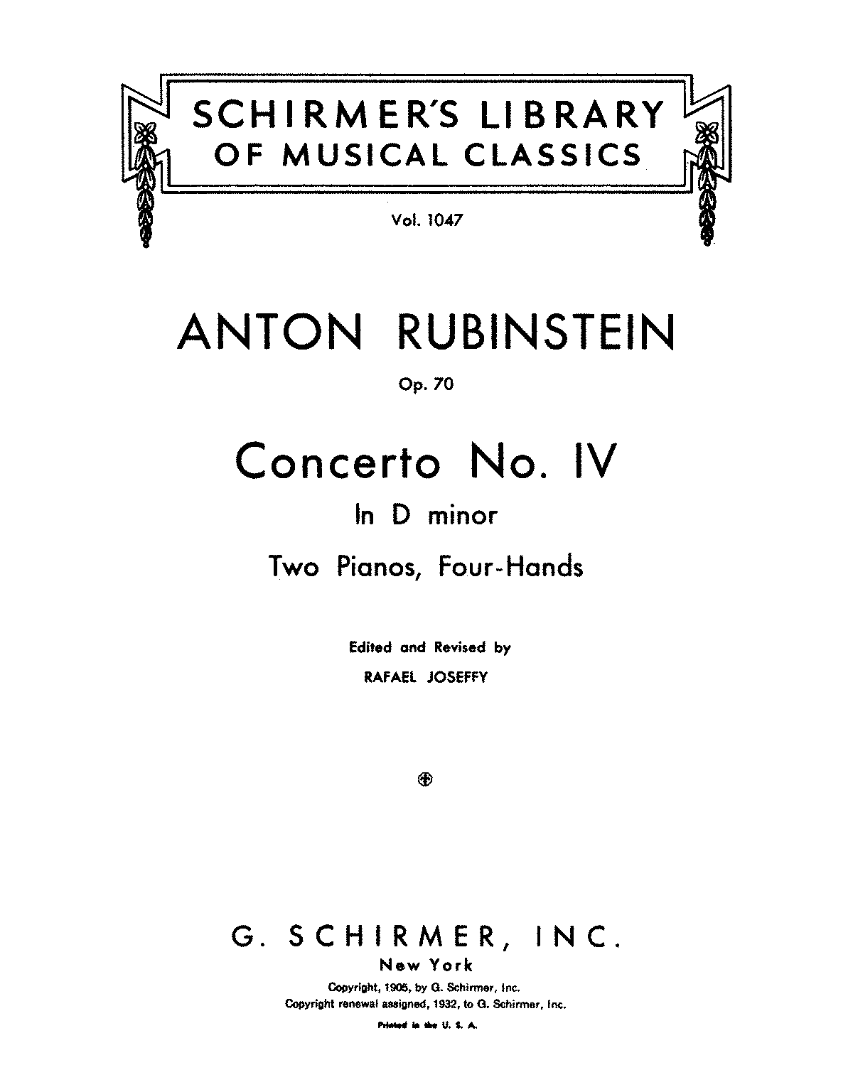 Piano Concerto No.4, Op.70 (Rubinstein, Anton) - IMSLP: Free Sheet ...