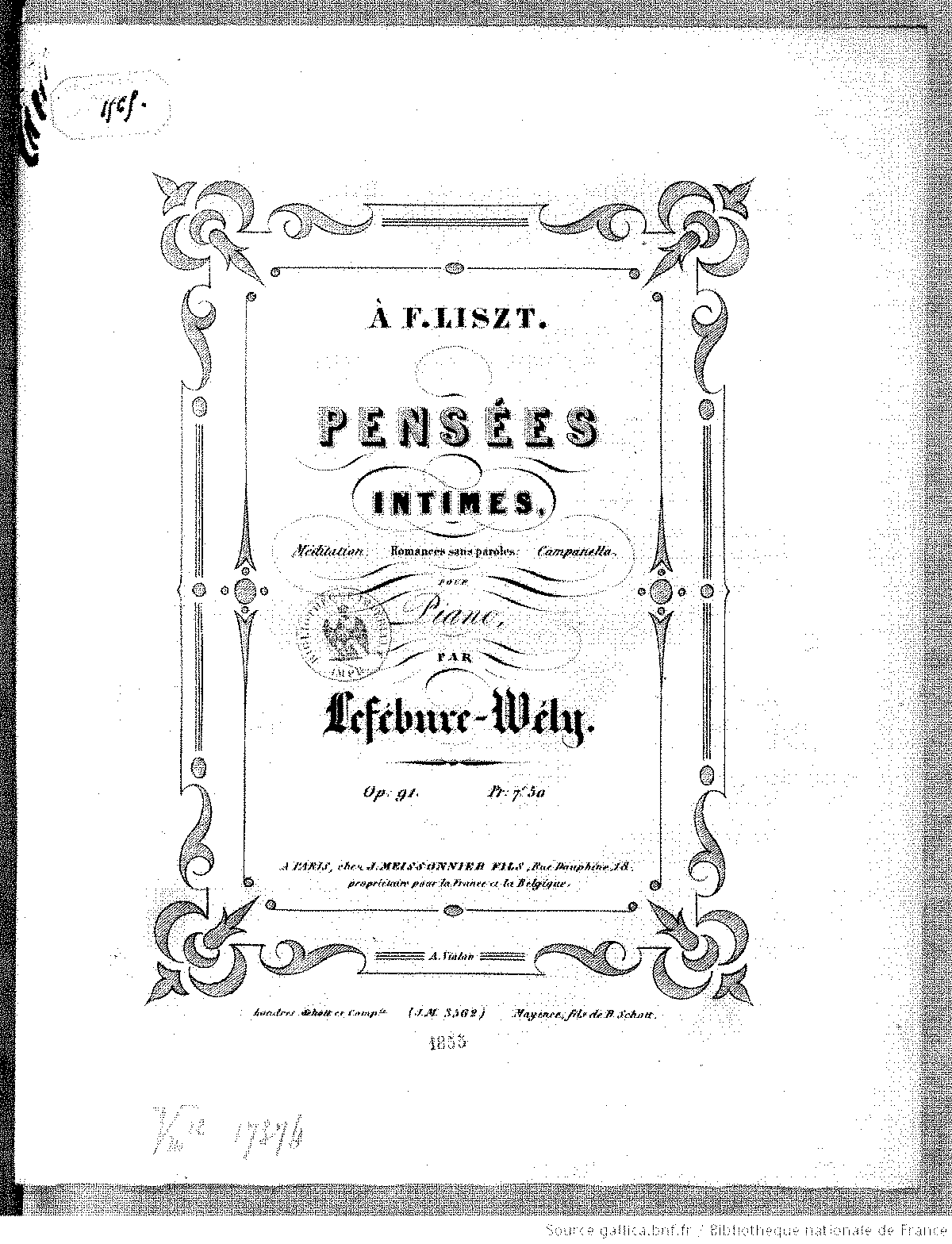 Pensées intimes, Op.91 (Lefébure-Wély, Louis James Alfred) - IMSLP