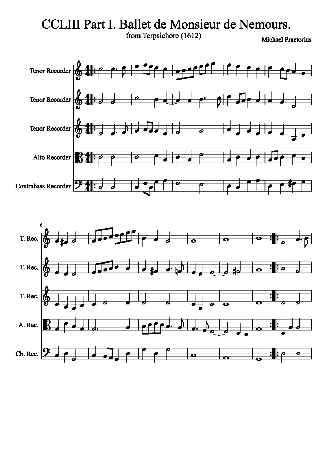 Ballet de Monsieur de Nemours, TMA 253 (Praetorius, Michael) IMSLP
